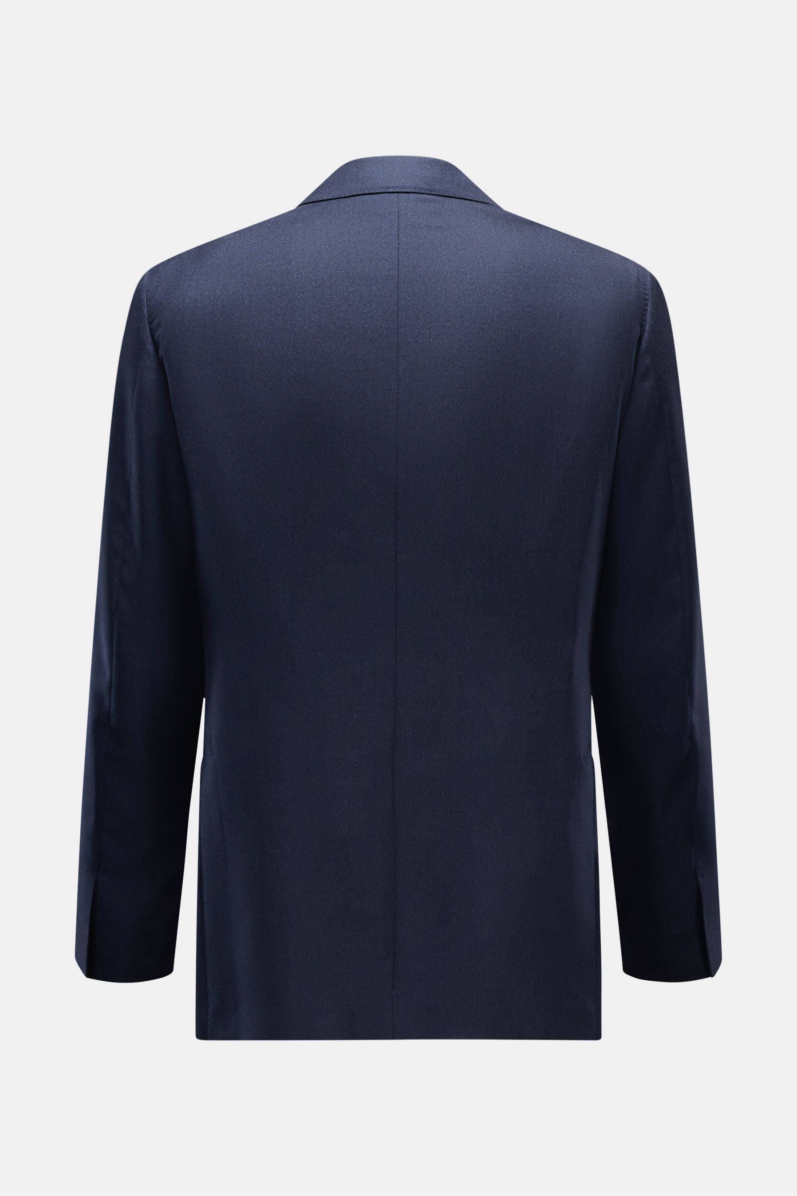 Belvest Sakko navy in tailliertem Slim Fit, Rückansicht, super soft aus Cashmere-Seiden-Mix mit feinem Twill, drei Knöpfe, Seitenschlitze.