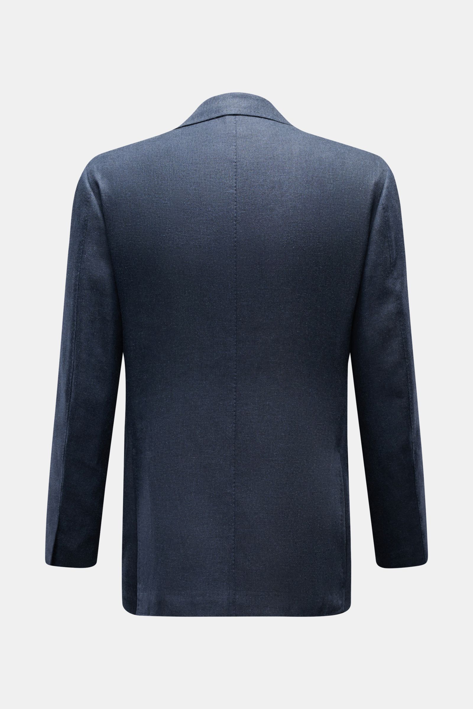 Back view of Stile Latino Smart-casual jacket 'Vincenzo' navy mottled, slim fit with side vents and unfinished sleeve cuffs.

Description: STILE LATINO presents luxury you can feel with its elegant smart-casual jacket 'Vincenzo' in a blend of lightweig