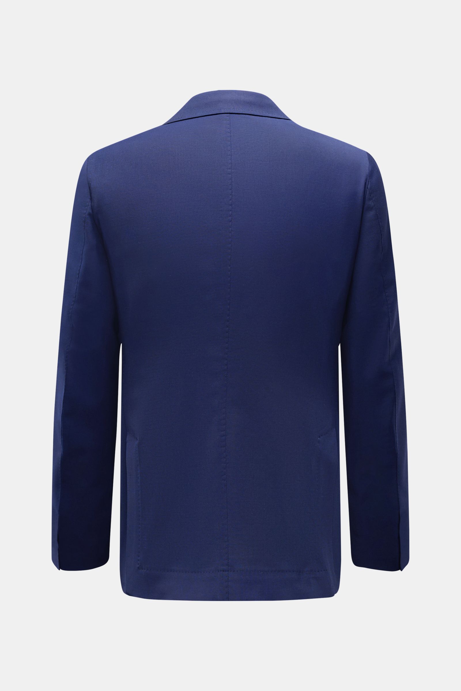 Sipario Sakko 'Ivan' dunkelblau, Slim Fit aus reiner Wolle, Rückansicht mit leicht elastischer Qualität und Rücken-Schlitz, halb gefüttert.