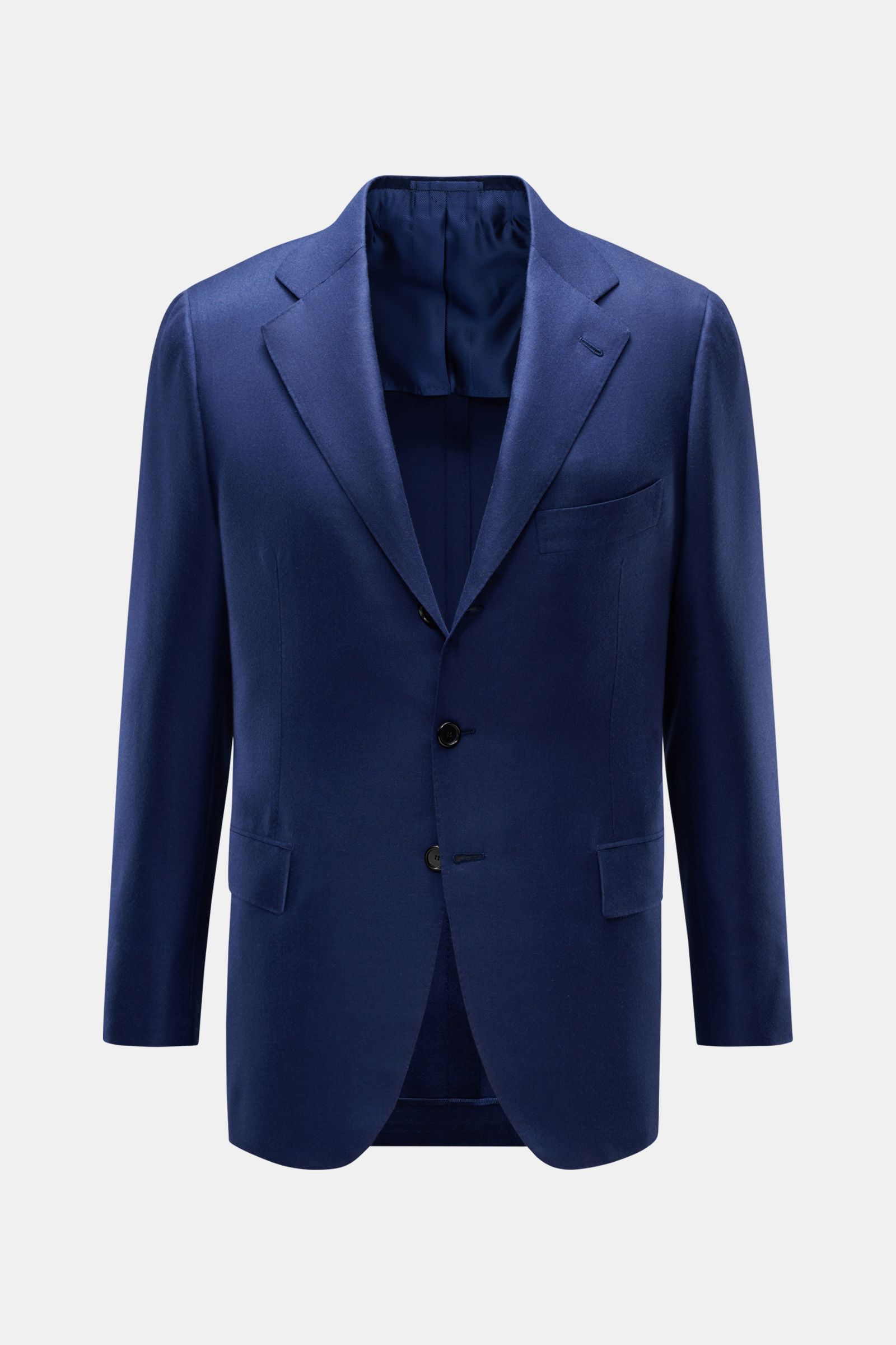 Front view of Cesare Attolini Cashmere smart-casual jacket dark blue, slim fit, three-button style with step lapel and classic breast pocket.

Enjoy luxury from CESARE ATTOLINI: This timeless smart-casual jacket in the finest pure cashmere has been mad