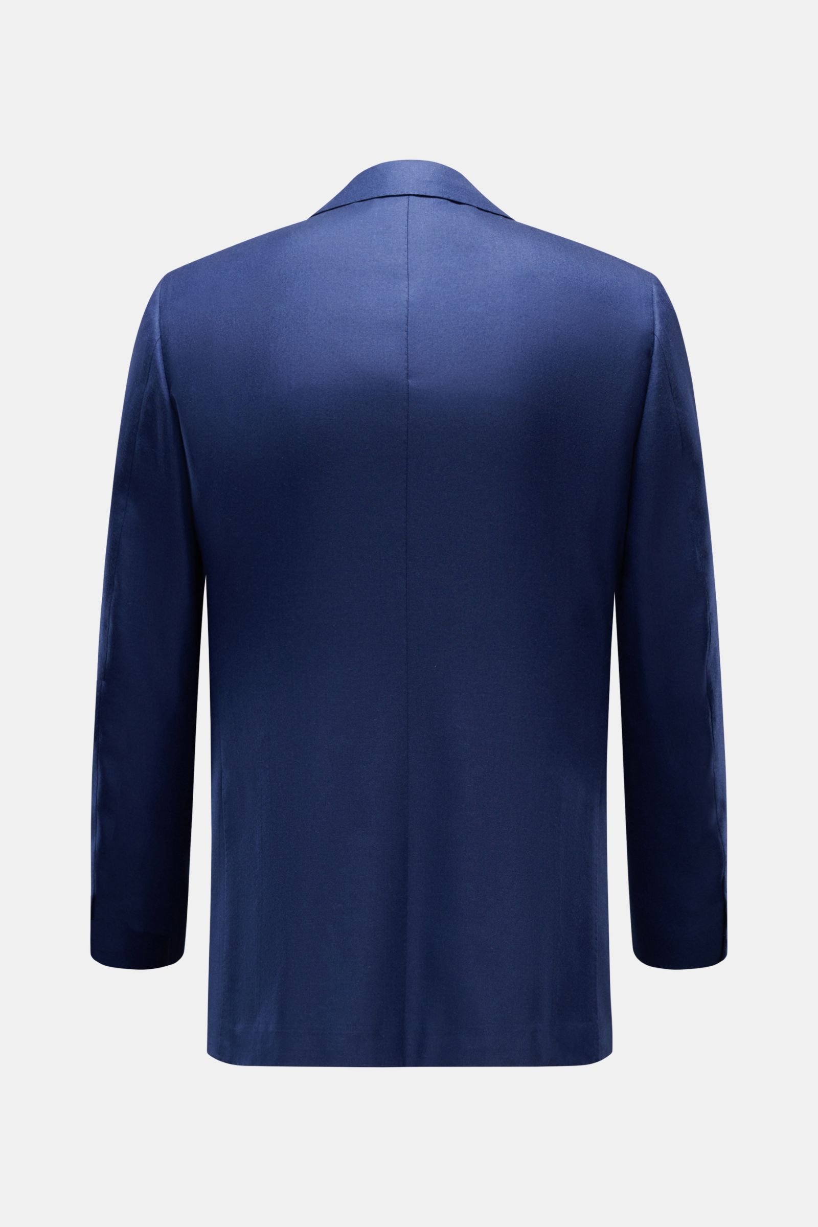 Rear view of Cesare Attolini Cashmere smart-casual jacket dark blue in slim fit, step lapel, unfinished cuffs, side vents.

Enjoy luxury from CESARE ATTOLINI: This timeless smart-casual jacket in the finest pure cashmere has been made exclusively in It