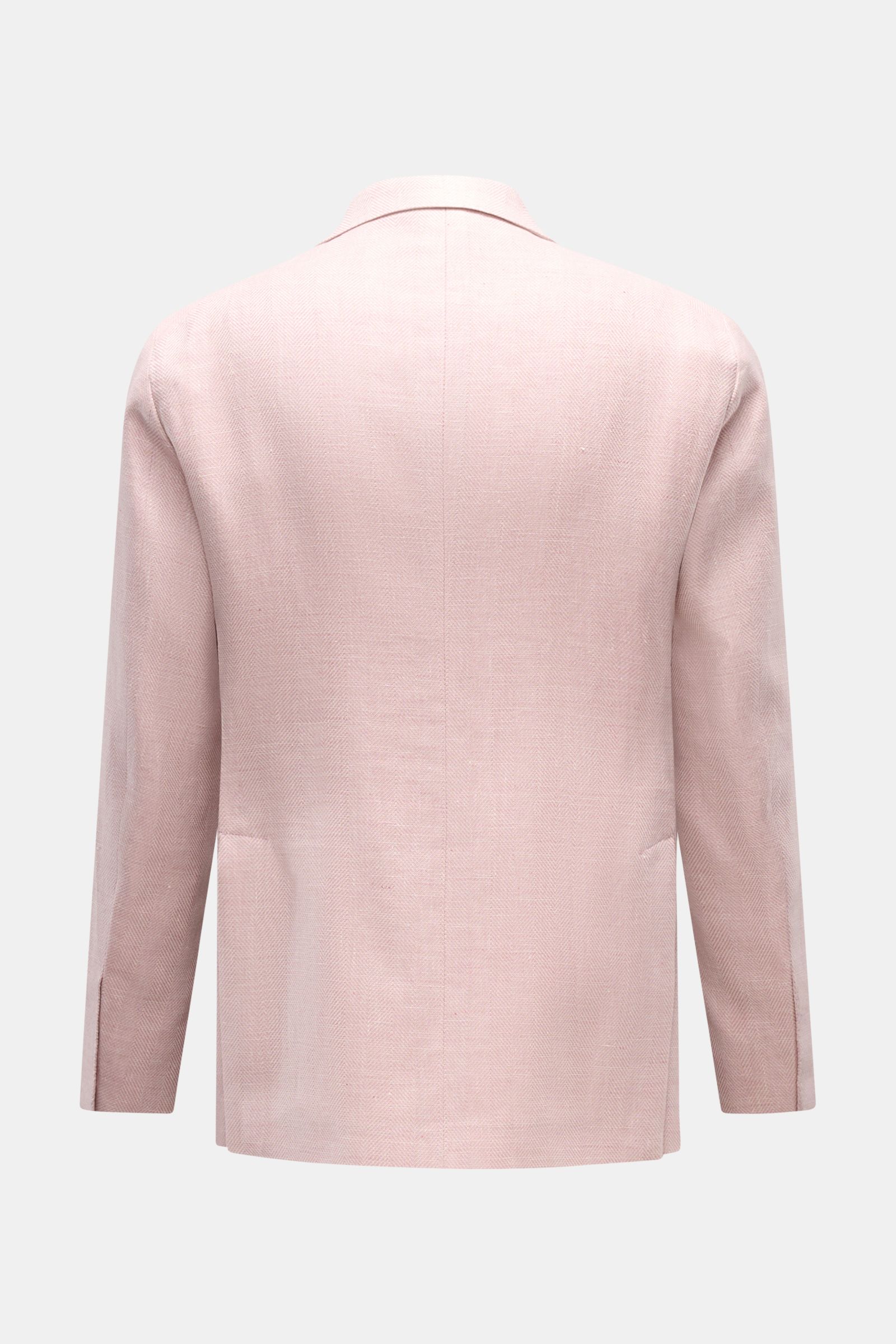 Tagliatore Sakko 'Monte Carlo' altrosa meliert, Rückansicht, Slim Fit, Leinen-Baumwoll-Mix mit Fischgratstruktur, zwei Seitenschlitze, Unconstructed Design.