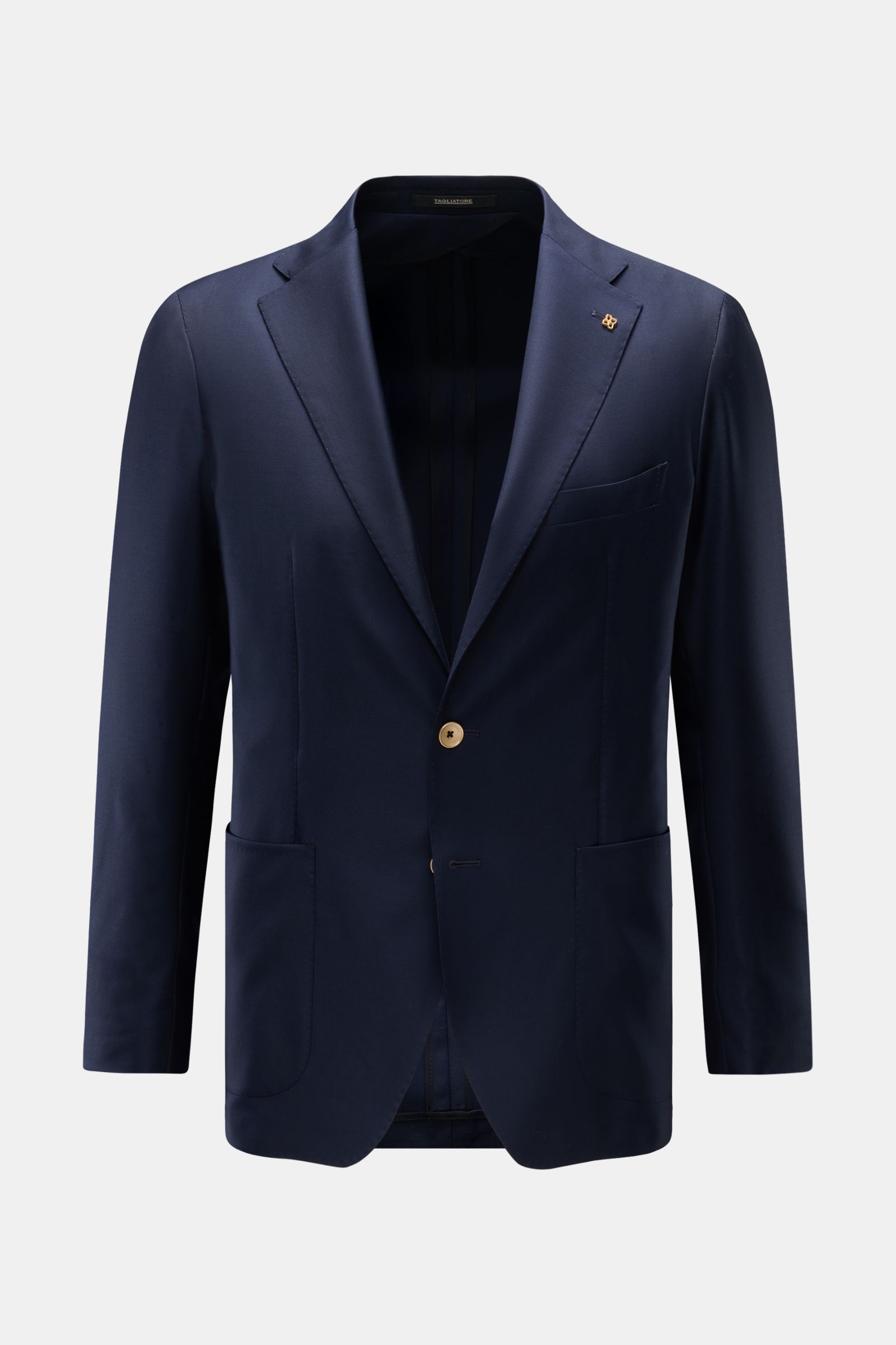 Tagliatore Sakko 'Monte Carlo' navy, frontale Ansicht, Slim Fit, reine Super 110'S Schurwolle, zwei Knöpfe, fallendes Revers, Brust- und Hüfttaschen, Unconstructed Design.