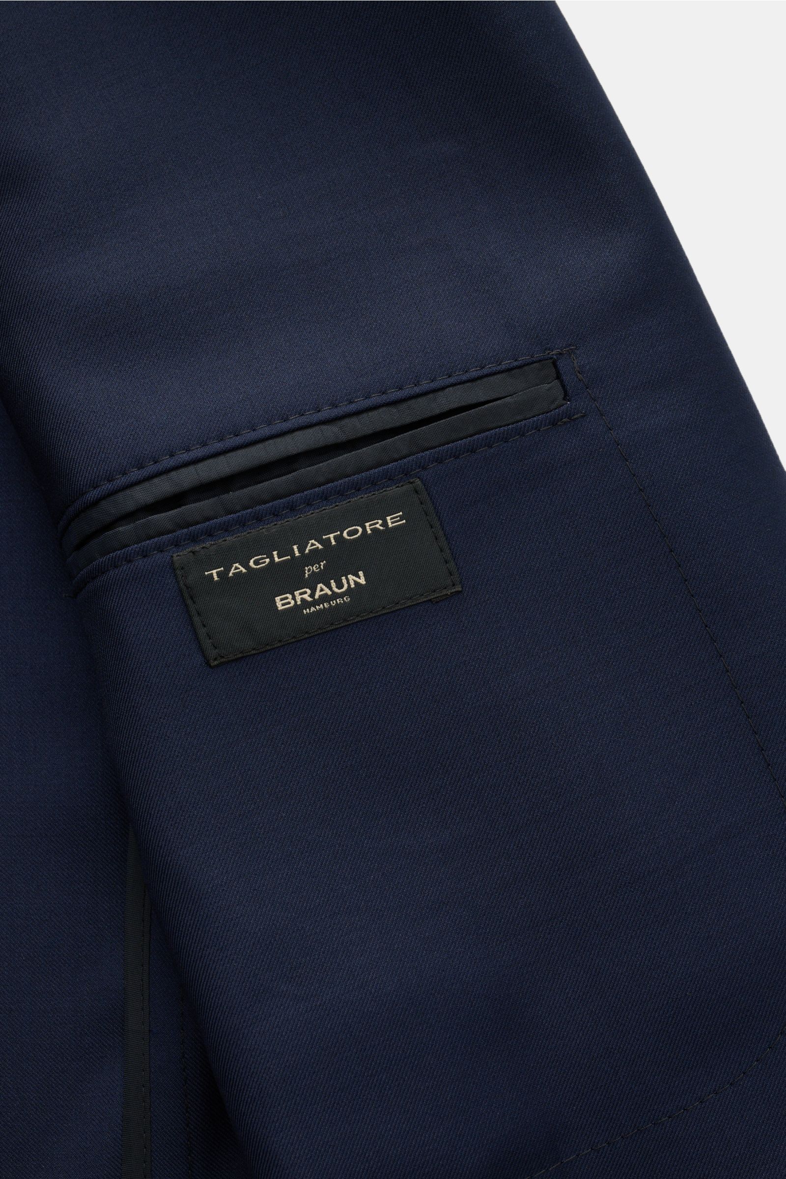 Tagliatore Sakko 'Monte Carlo' navy, Detailansicht der Innentasche mit Label, aus Super 110'S Schurwolle, Unconstructed Design, Slim Fit.