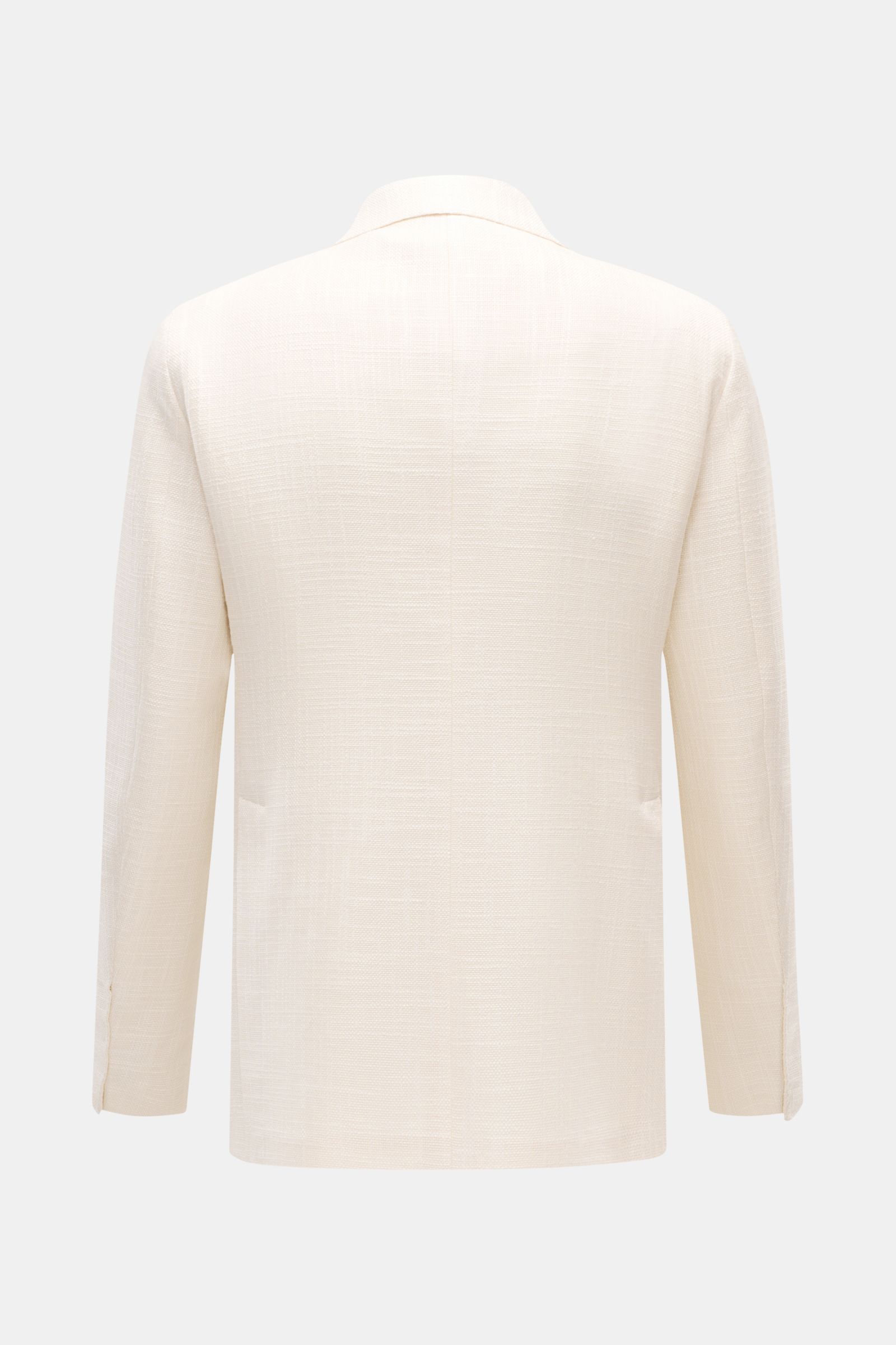 Tagliatore Sakko 'Vesuvio' creme, leichte Sommerqualität mit markanter Webstruktur, weicher Griff, Slim Fit, Rückansicht mit Seitenschlitzen.