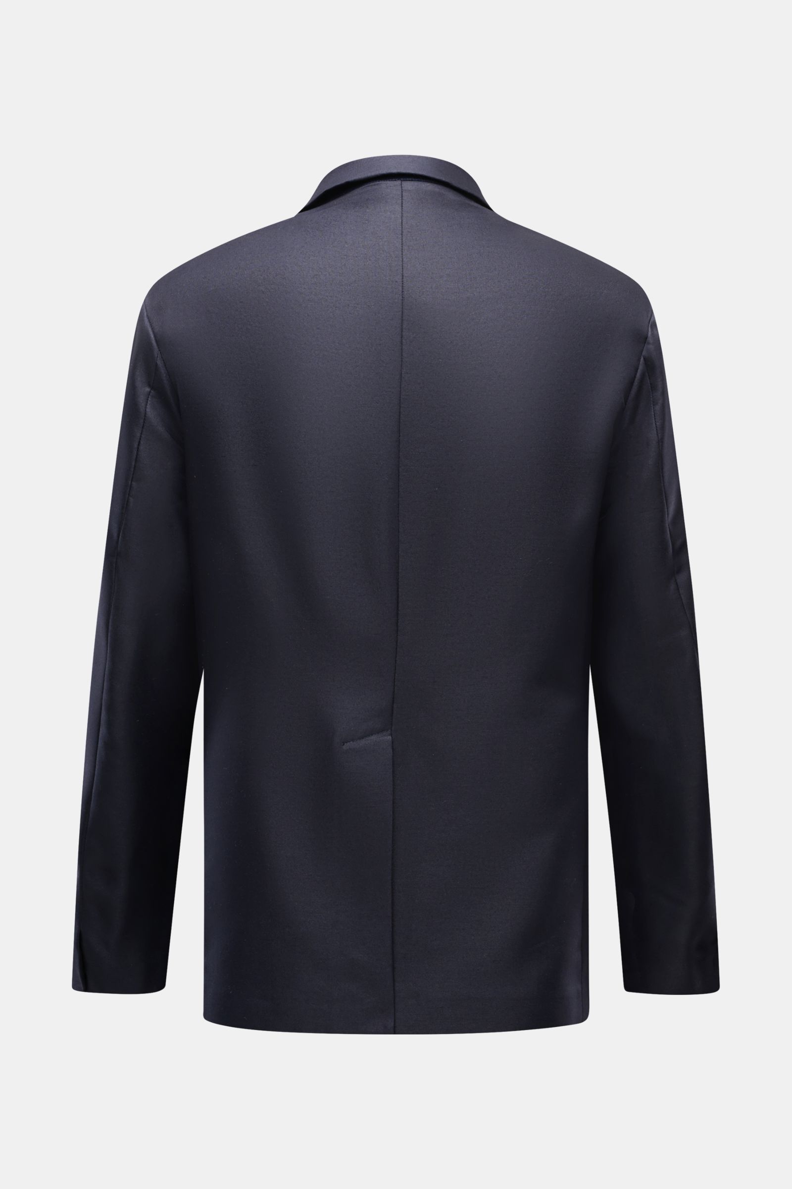 Doppiaa Sakko 'Aanversa' navy in Unconstructed Design, Rückansicht mit Rückenmittelschlitz, weichem Woll-Seide-Twill und Slim Fit.