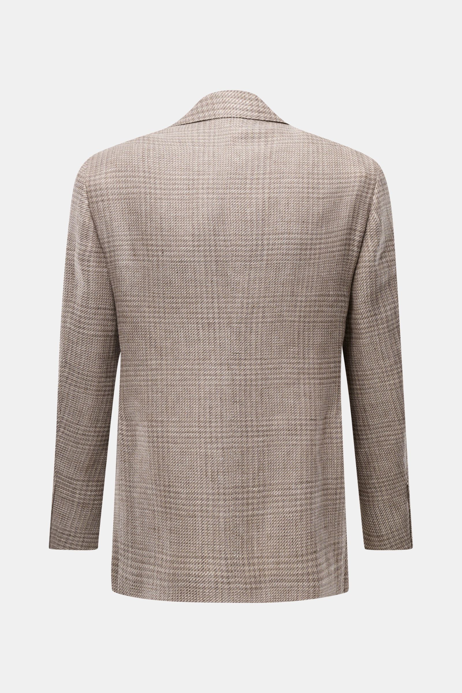Back view of Caruso Smart-casual jacket 'Aida' taupe/brown checked in a slim fit, lightweight linen-wool blend with classic glen check pattern.

Description: 
A stylish addition with a classic feel: Made of a lightweight linen-wool blend with timeless gle