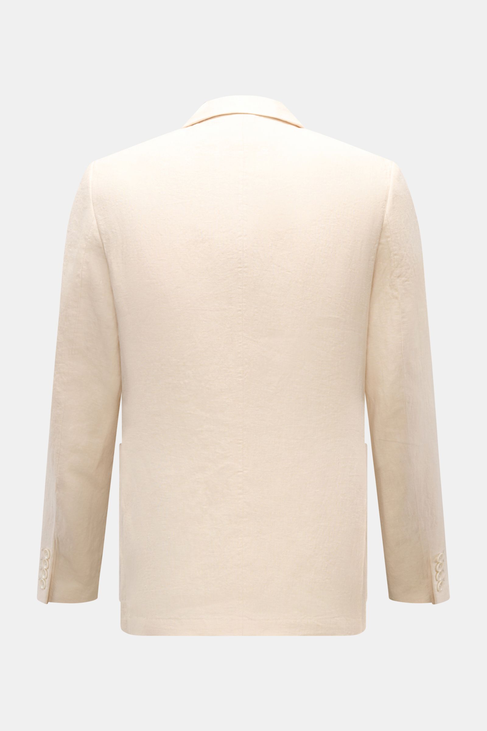 Percival Sakko 'Tailored Linen' creme, Rückansicht, Slim Fit, Leinen-Baumwoll-Mix, fallendes Revers, Knopfärmel, Seitenschlitze.