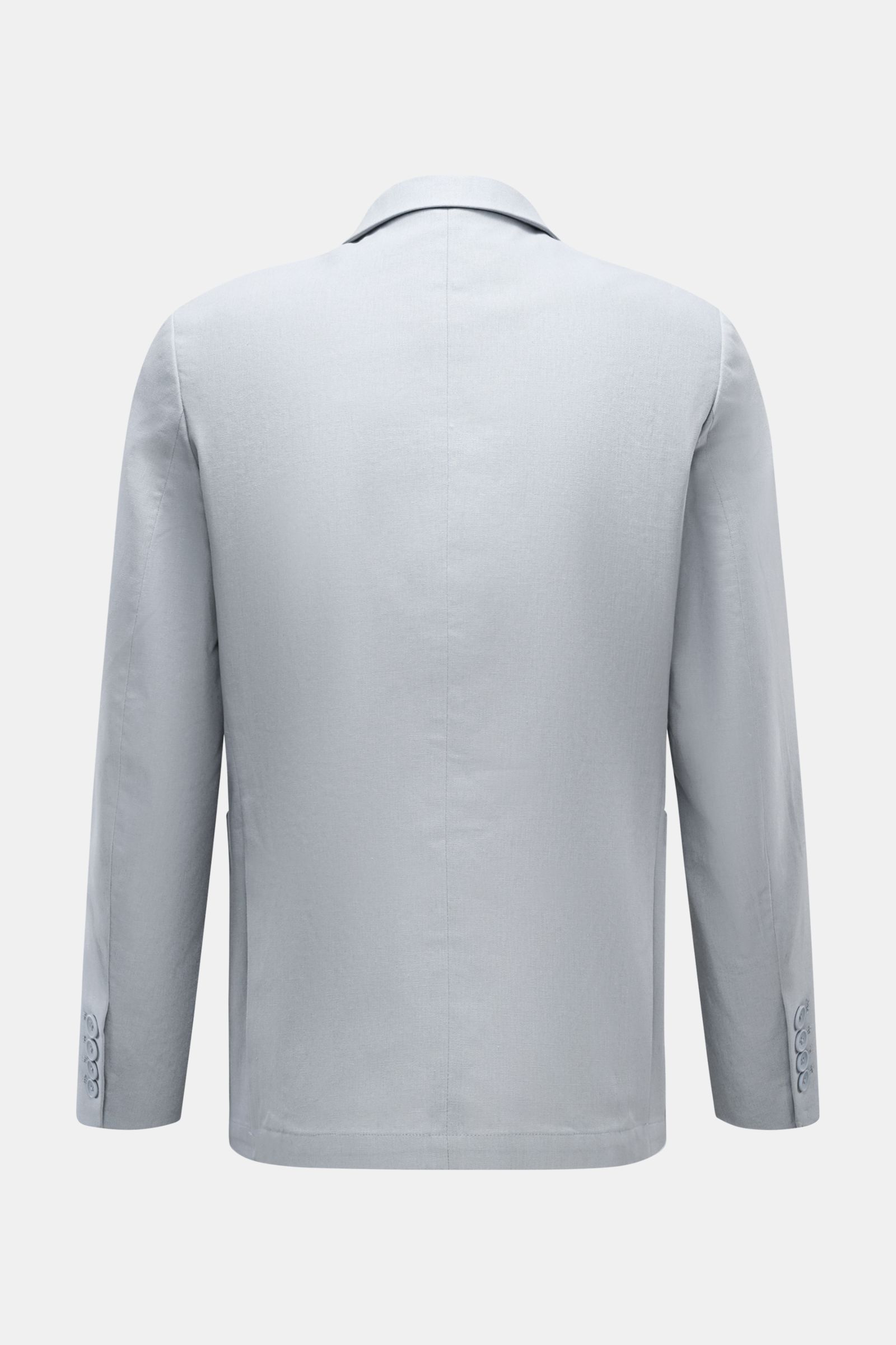 Rear view of the Percival Smart-casual jacket 'Tailored Linen' smoky blue made from a lightweight, breathable linen-cotton blend with slim fit and buttoned cuffs.

Combines texture and everyday suitability: This versatile smart-casual jacket by PERCIVA