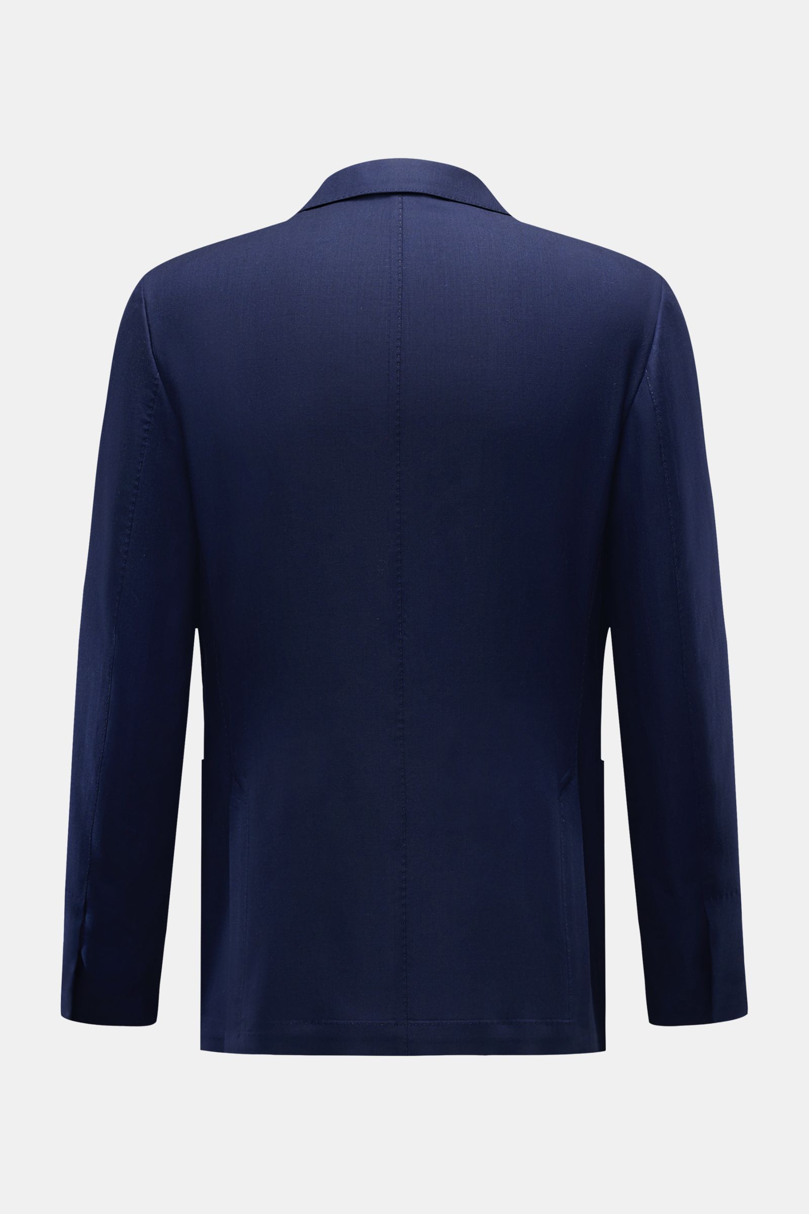 Rear view of Colombo Cashmere jacket 'Robert' navy in super lightweight pure 4.0 cashmere with unconstructed slim fit and side vents.

Description: 
In super lightweight fabric made of combed cashmere 4.0, the unconstructed smart-casual jacket 'Robert'
