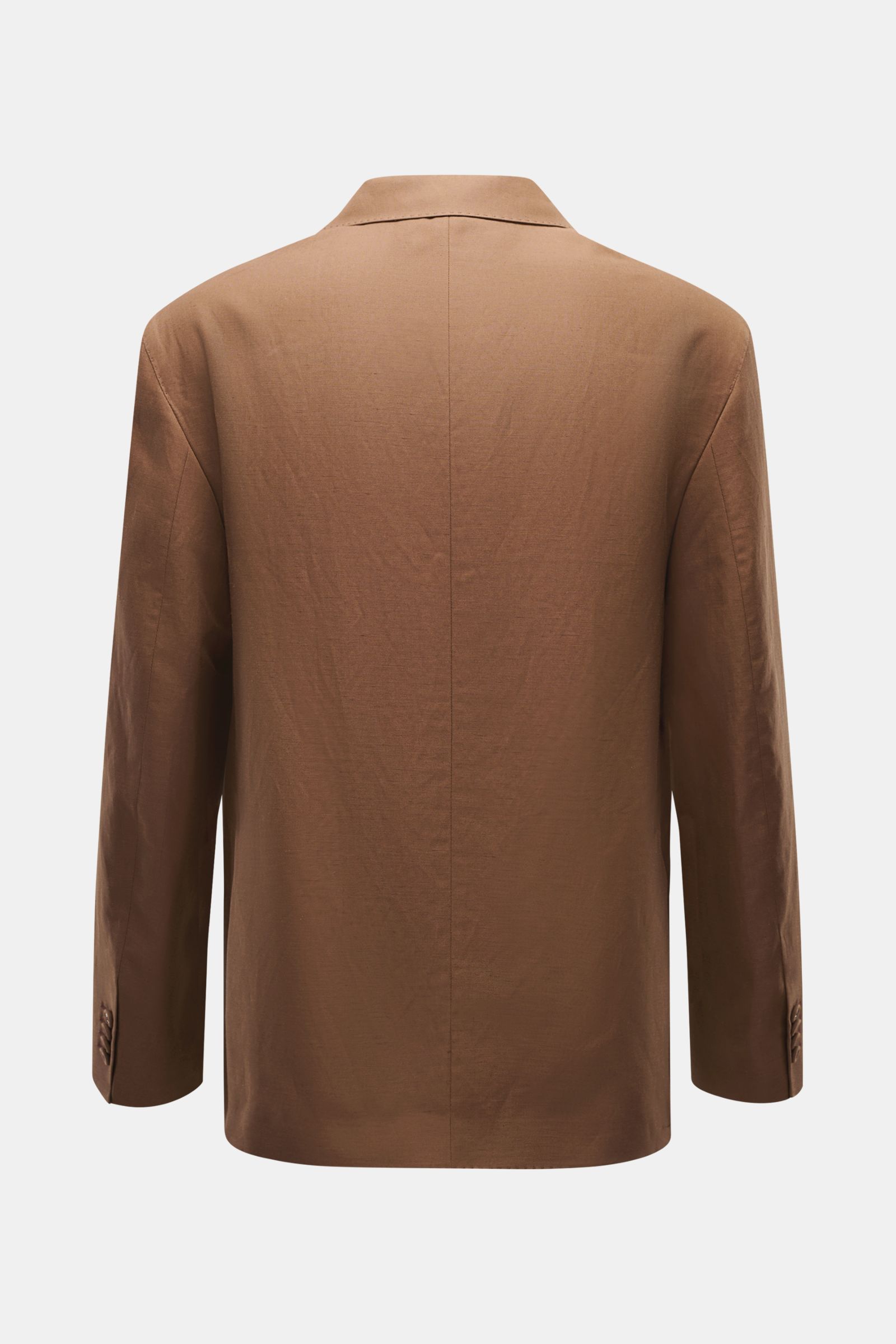 Officine Générale Sakko 'Michel' braun aus Lyocell, Leinen, Baumwolle, Slim Fit, Rückansicht mit fallendem Revers und Seitenschlitzen.