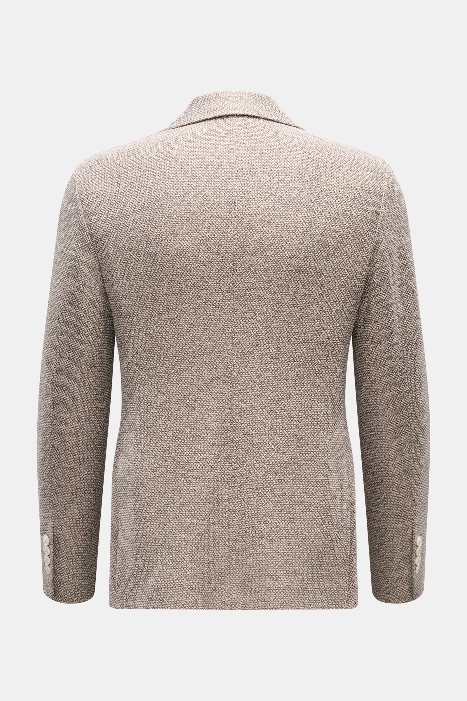 Rückansicht des Circolo 1901 Sakko 'Coarse' dunkelbraun/taupe/weiß meliert in Slim Fit mit Leinen-Mix, strukturierter Oberfläche und Unconstructed-Design.