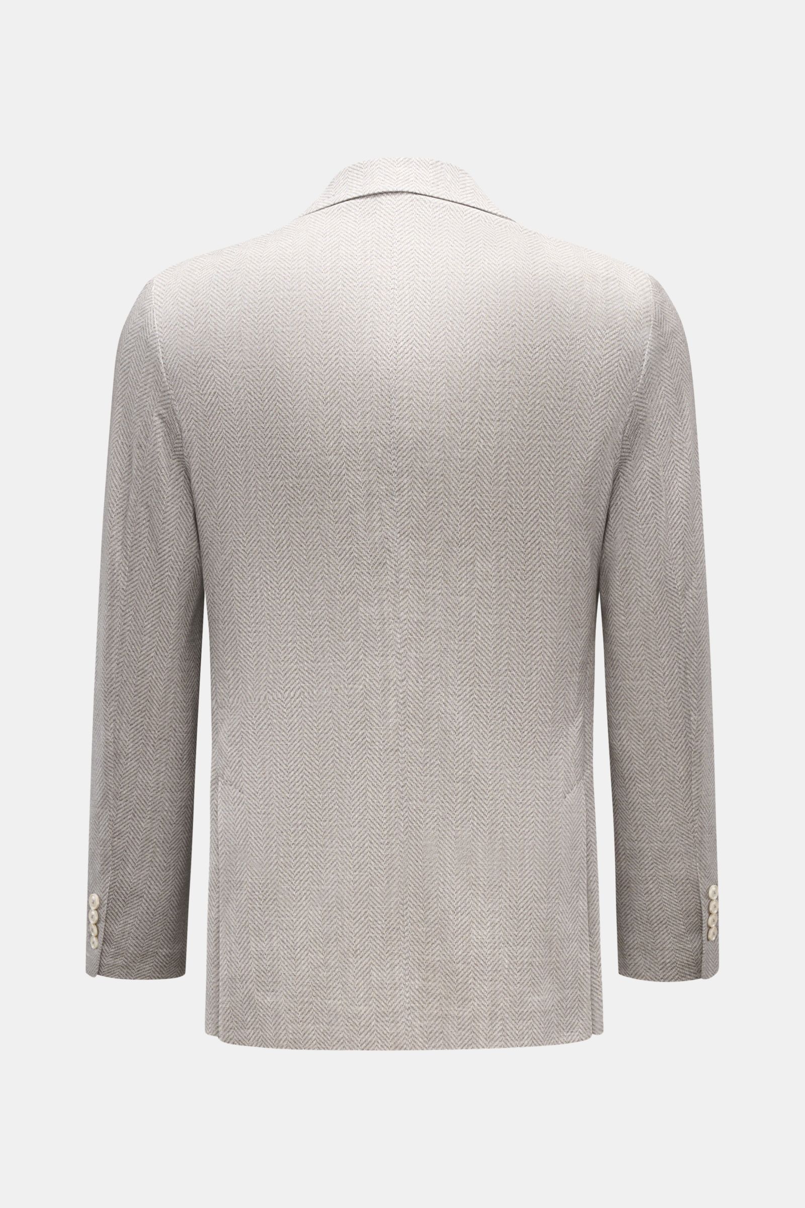 Circolo 1901 Jersey-Sakko grau/offwhite gemustert, Rückenansicht, Slim Fit, Fischgrat, elastischer Baumwolljersey, taillierter Zwei-Knopf-Stil.