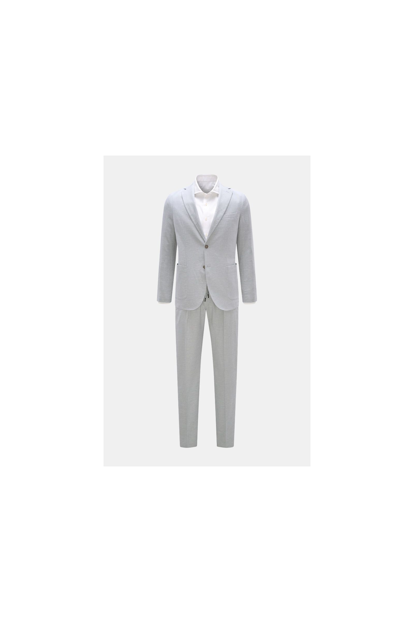 Circolo 1901 Sakko graublau meliert, slim Fit, Baumwoll-Leinen-Mix, leicht elastisch, Unconstructed-Design, frontale Ansicht.