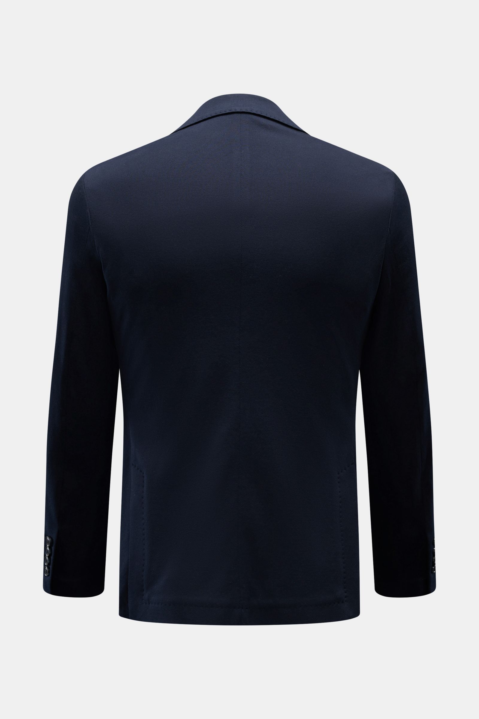 Circolo 1901 Piqué Sakko navy, schmal geschnitten, elastischer Baumwoll-Piqué, Slim Fit, Rückansicht mit Seitenschlitzen und Ärmelknöpfen.