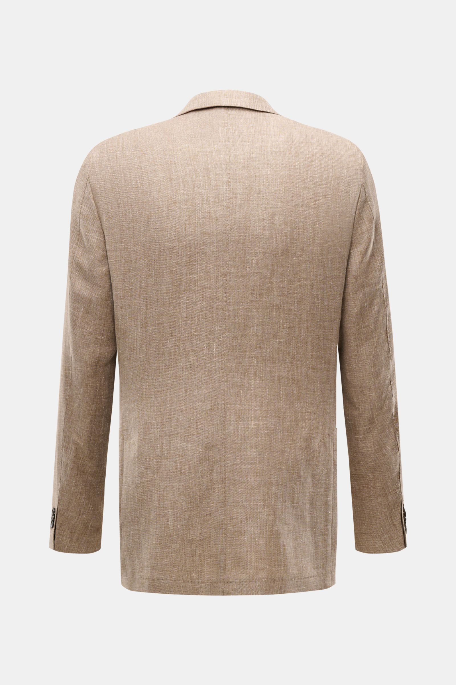 Windsor Sakko 'Giorno' beige meliert, leichte Leinenmischung, Slim Fit, Rückansicht mit fallendem Revers und Seitenschlitzen.