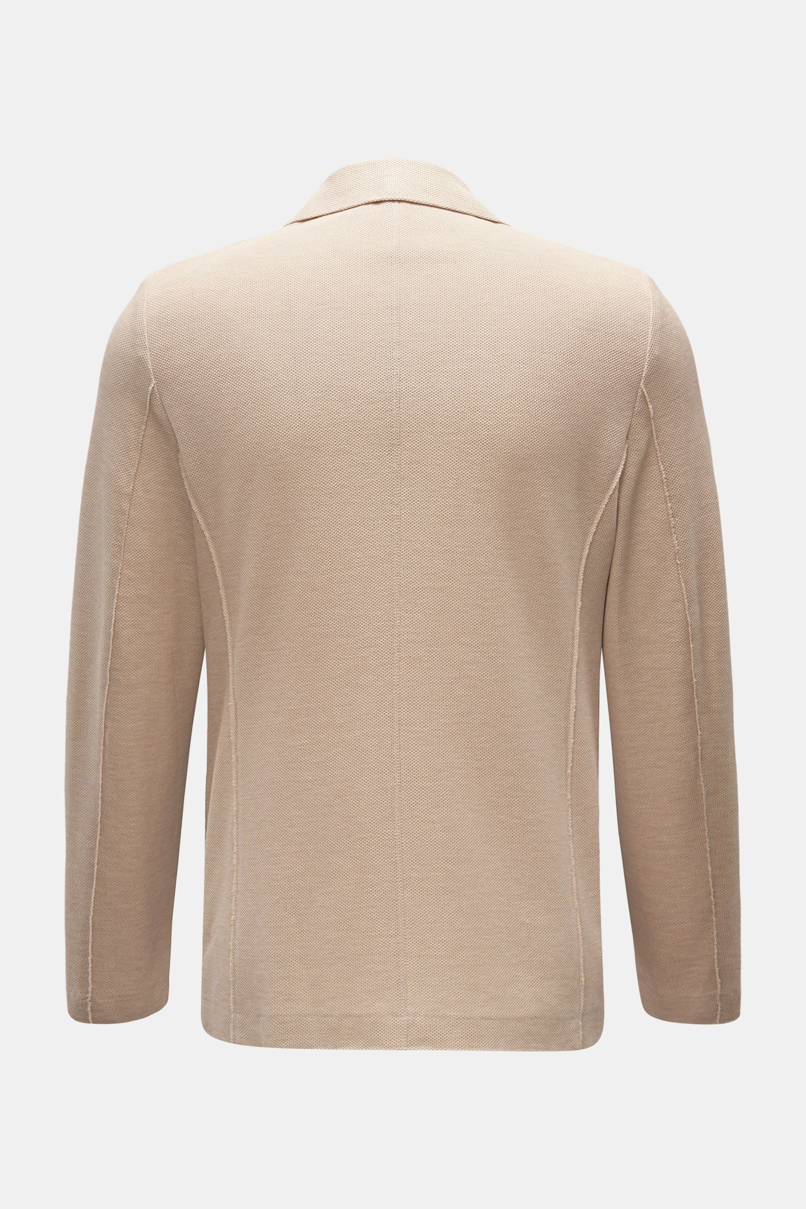 Beige Harris Wharf London Blazer aus reiner Loro Piana Baumwolle, Slim Fit, feine Waffelstruktur, Rückansicht, taillierter Zwei-Knopf-Stil.