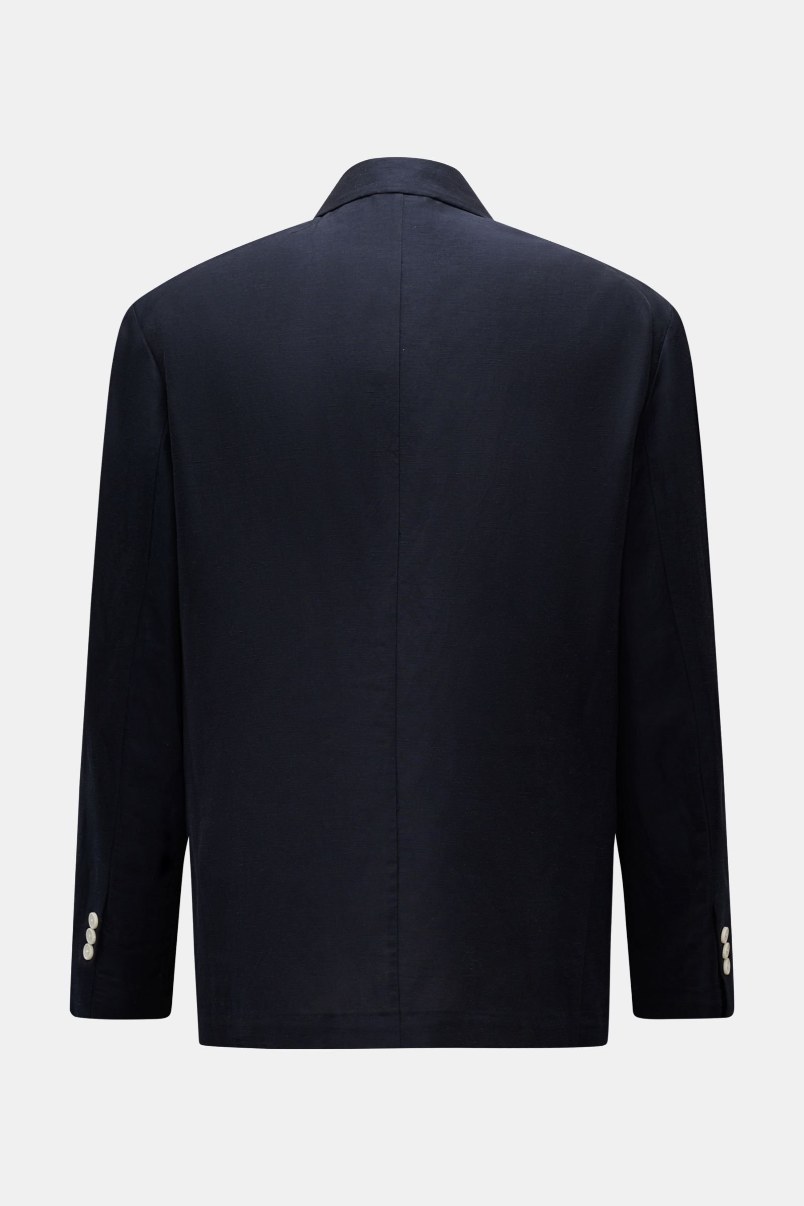 Emporio Armani Sakko dark navy, Rückansicht, leichter Viskose-Leinen-Mix, Oversized Fit, fallendes Revers, zwei Knöpfe, klassische Taschen.