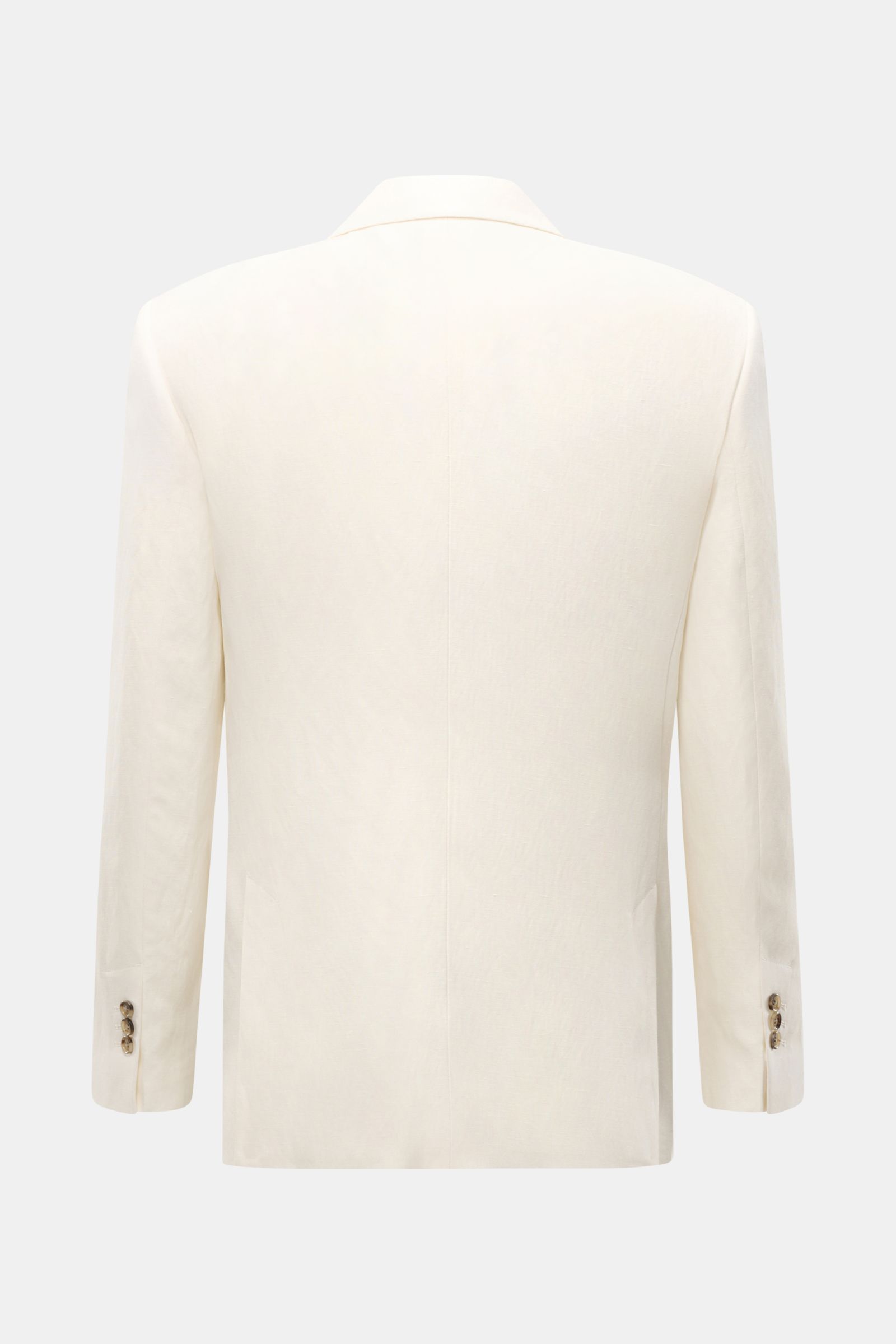 Ami Paris Sakko creme, Rückansicht, Slim Fit, Leinen-Viskose, zwei Knöpfe, Ärmel mit Knöpfen, Seitenschlitze, weiches Innenfutter.