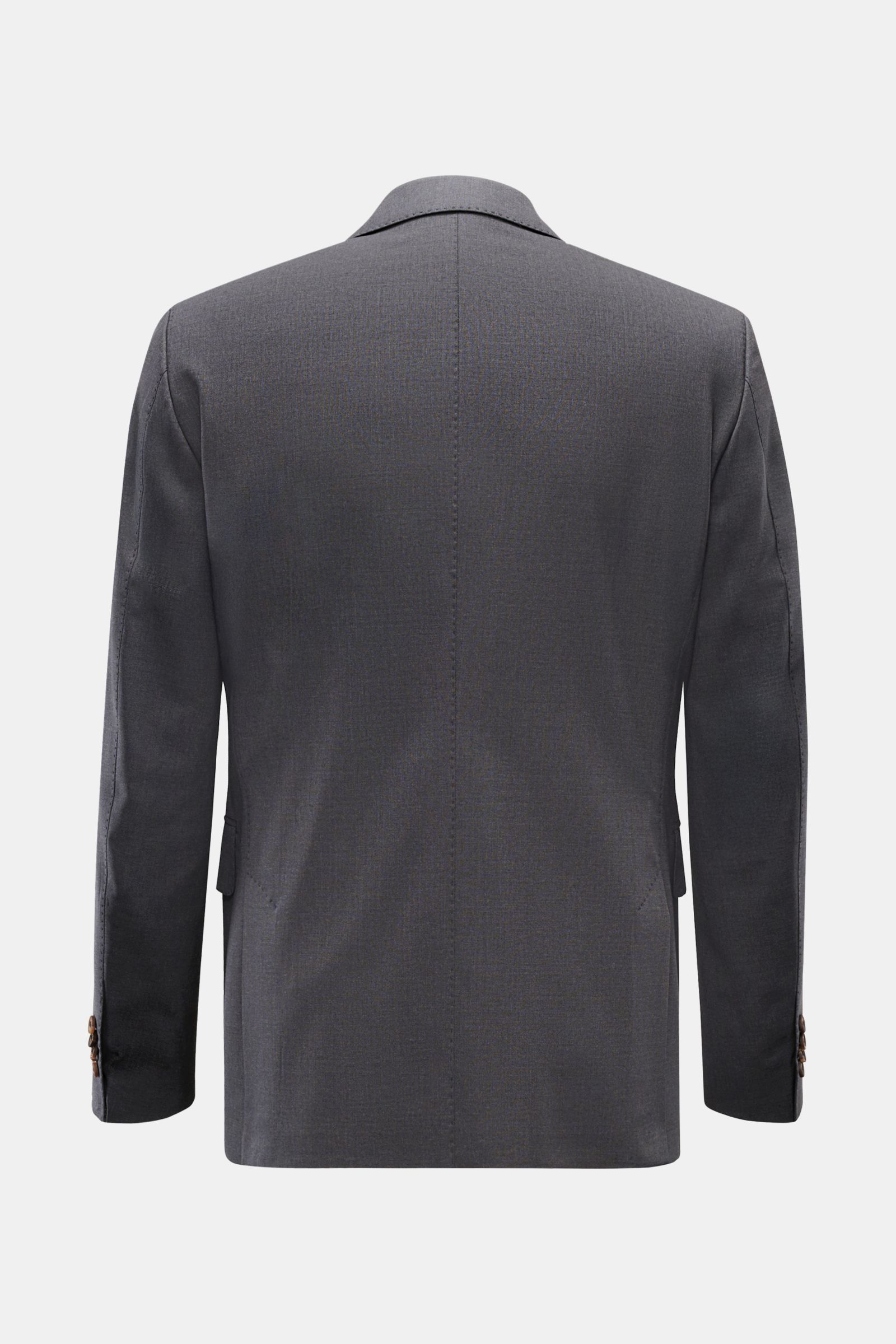 Windsor Sakko 'Sono' anthrazit meliert, Rückansicht, Slim Fit, feine Wolle, zwei Seitenschlitze, Unconstructed Design, Kissing Buttons.