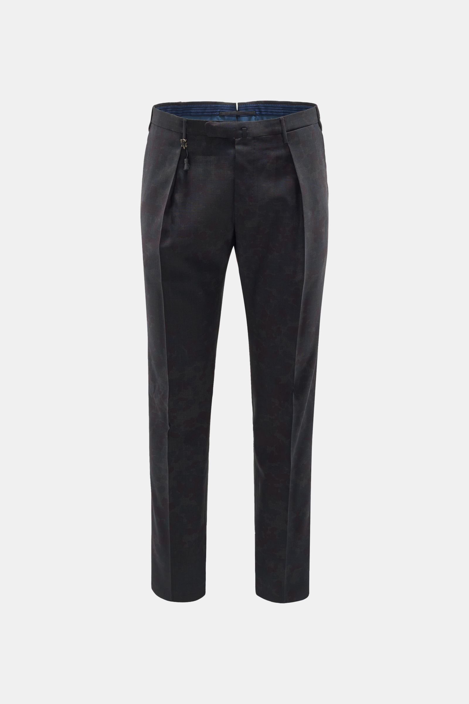 Wool trousers 'Tapered Fit' dark grey patterned