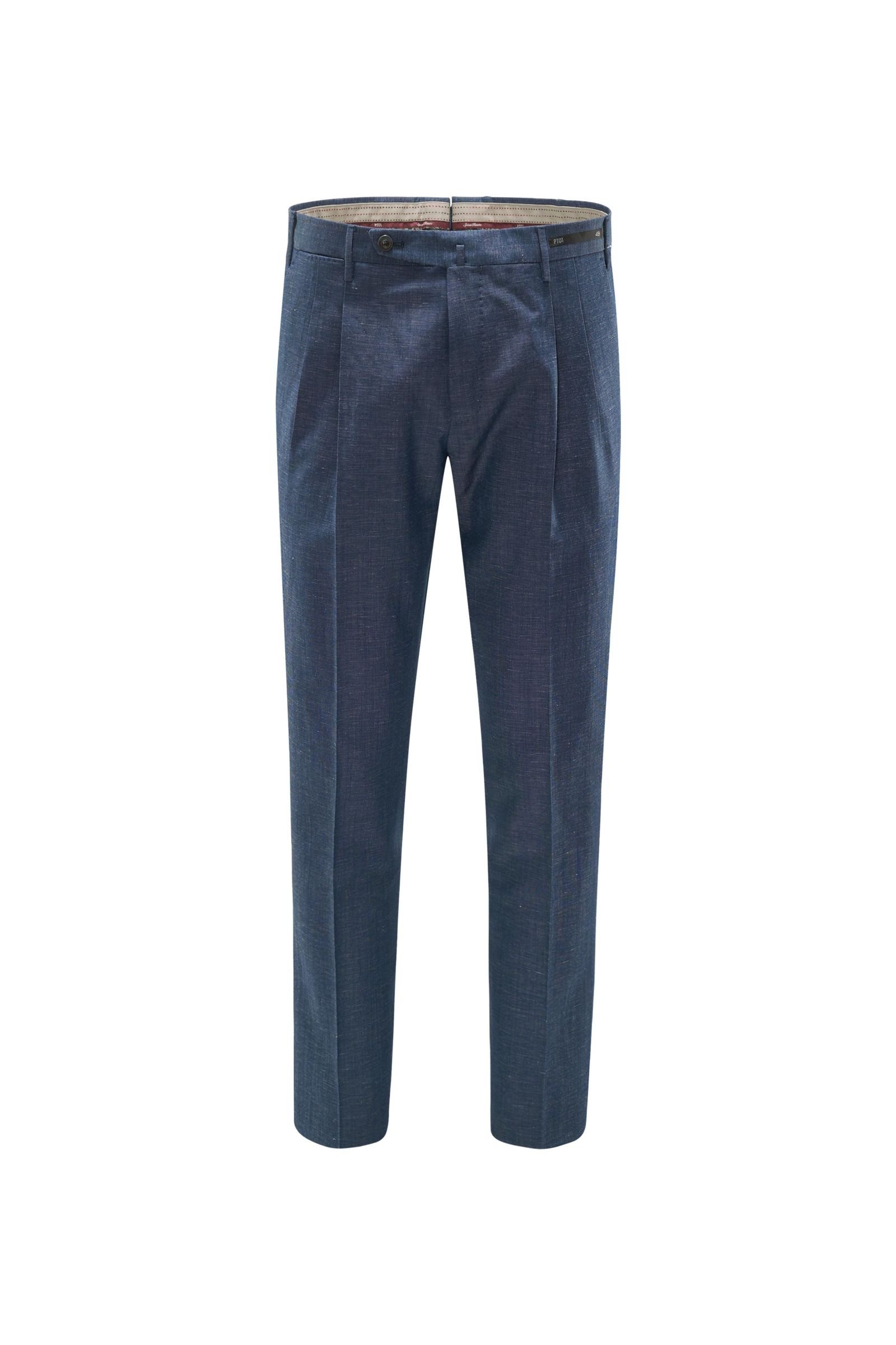 Chambray trousers 'Spice Route Preppy Fit' blue