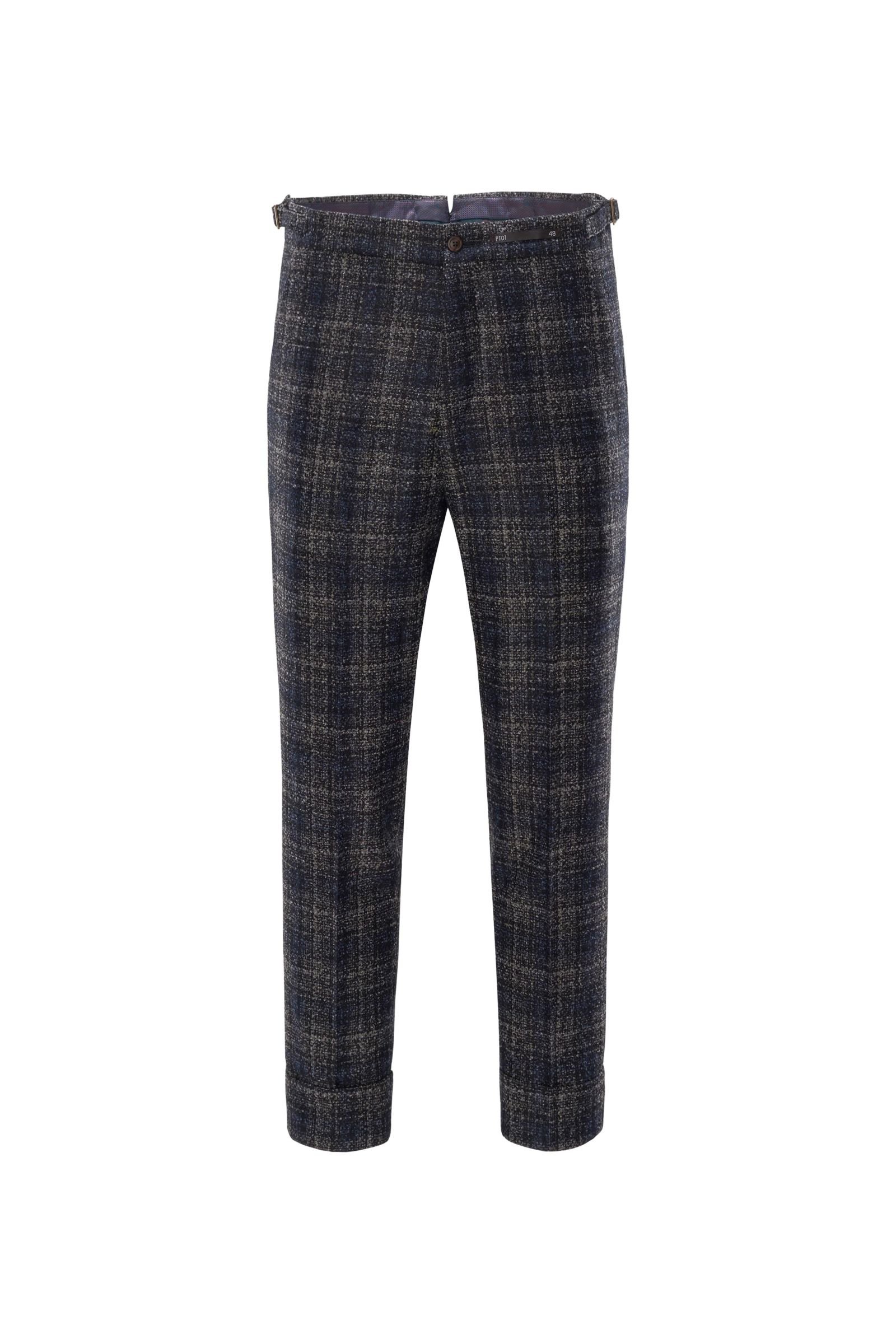 Wool trousers 'Preppy Fit' navy/grey checked
