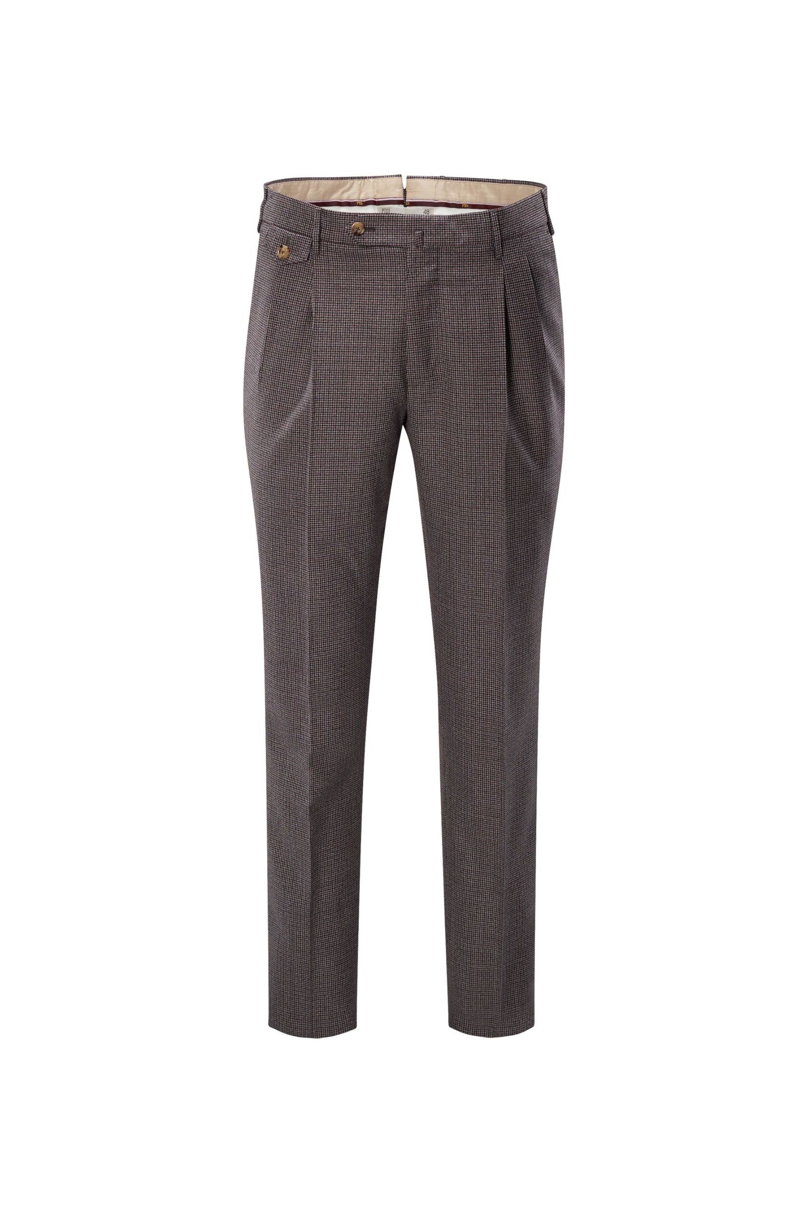 Wool trousers 'The Draper Gentleman Fit' grey/dark red checked