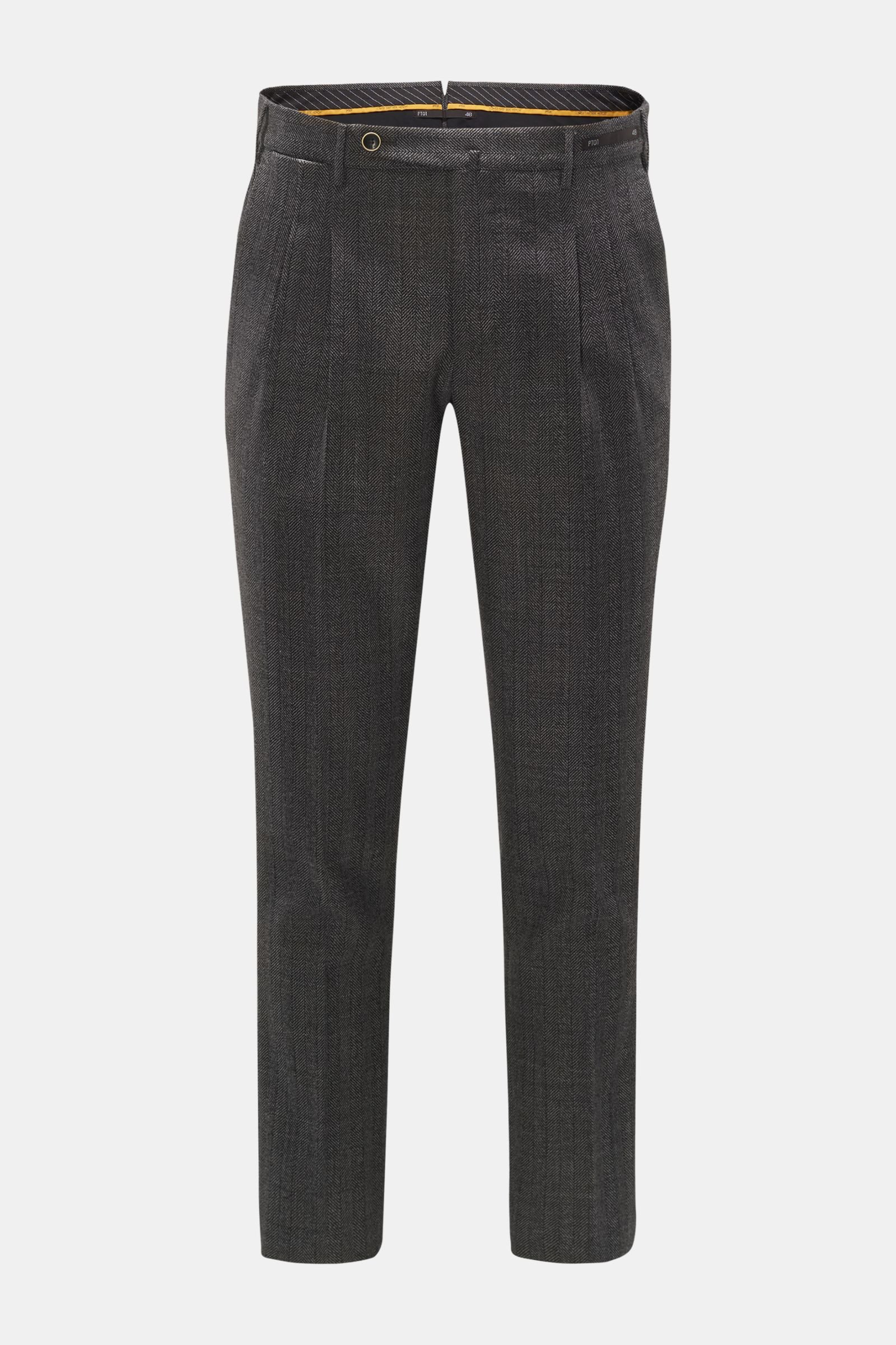 Wool trousers 'Preppy Fit' dark grey patterned