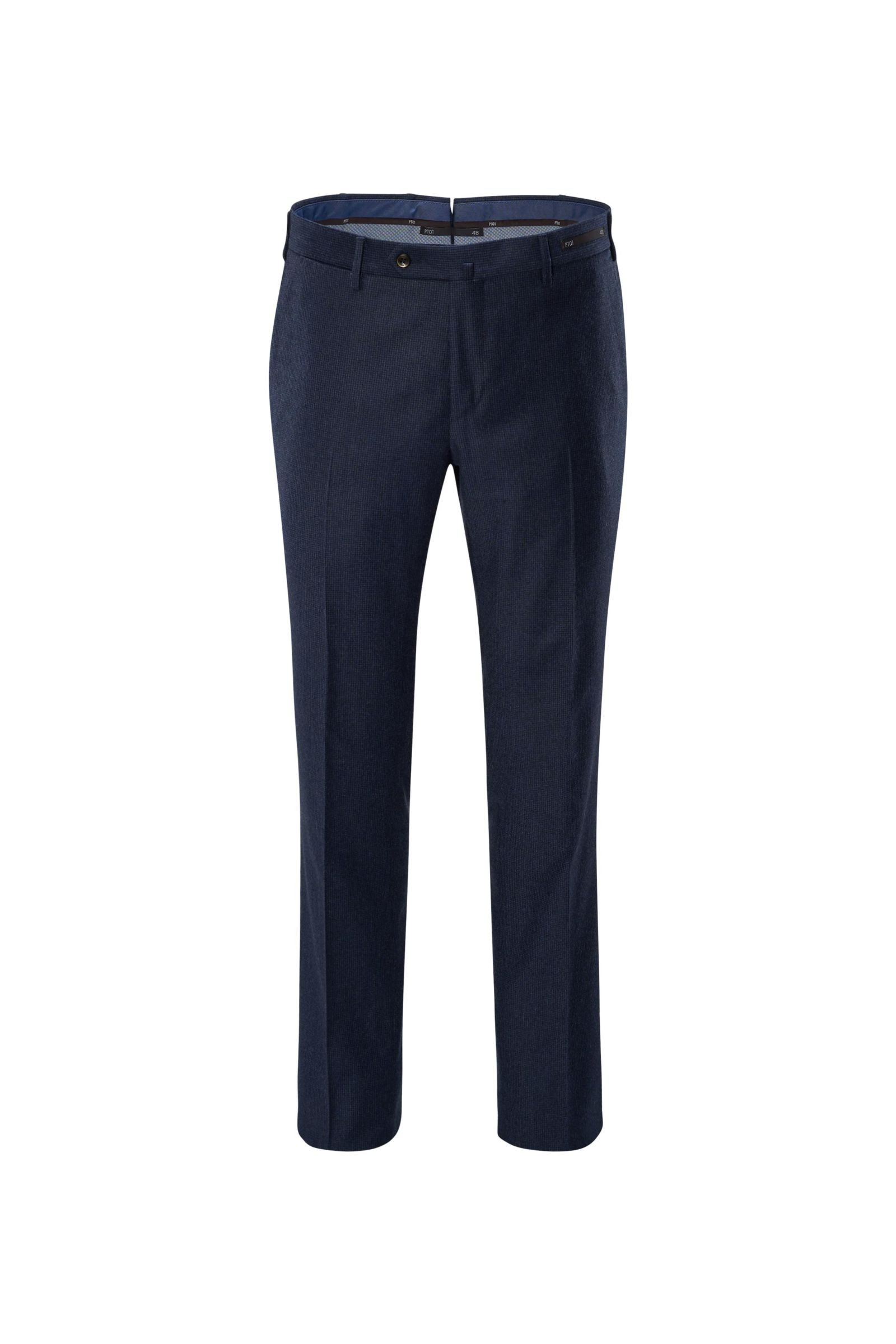 Wool trousers 'Slim Fit' grey-blue checked