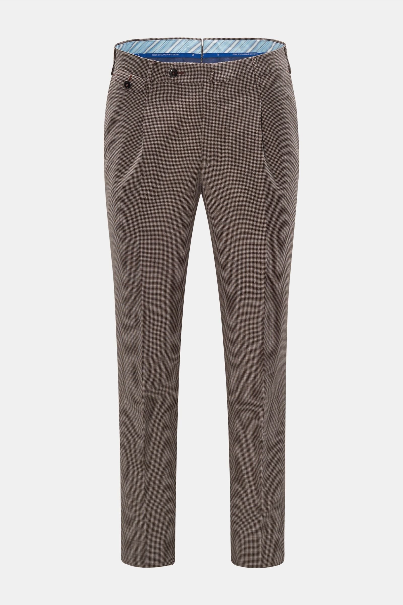 Wool trousers 'Gentleman Fit' dark brown checked