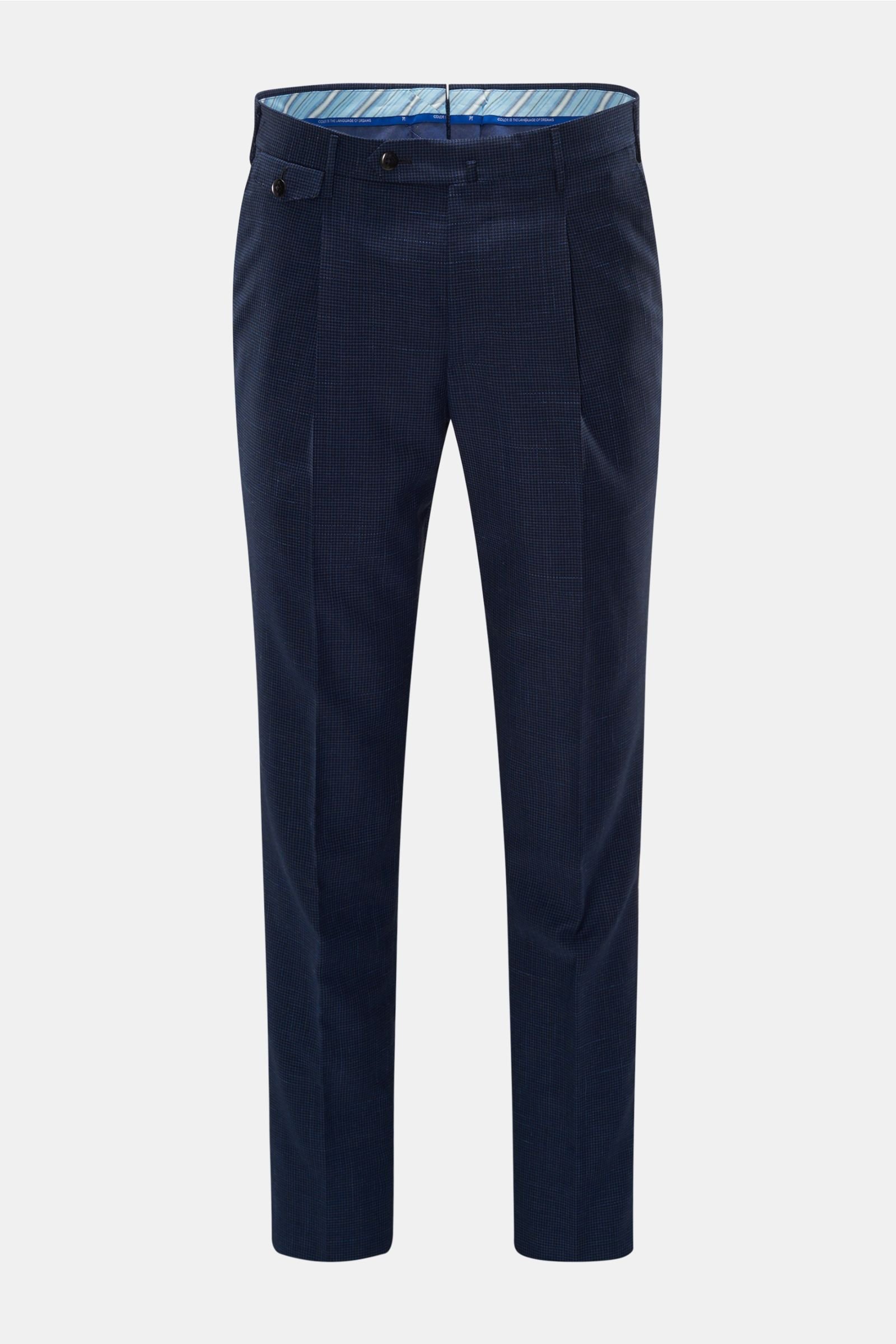 Wool trousers 'Gentleman Fit' navy checked