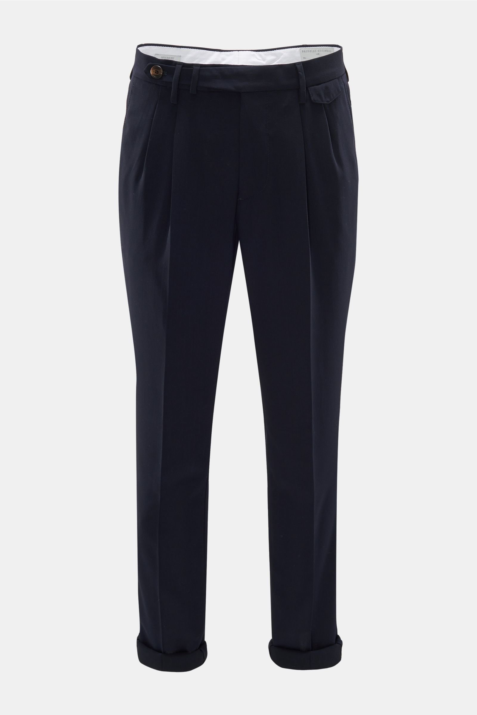 Wool trousers 'Leisure Fit' navy