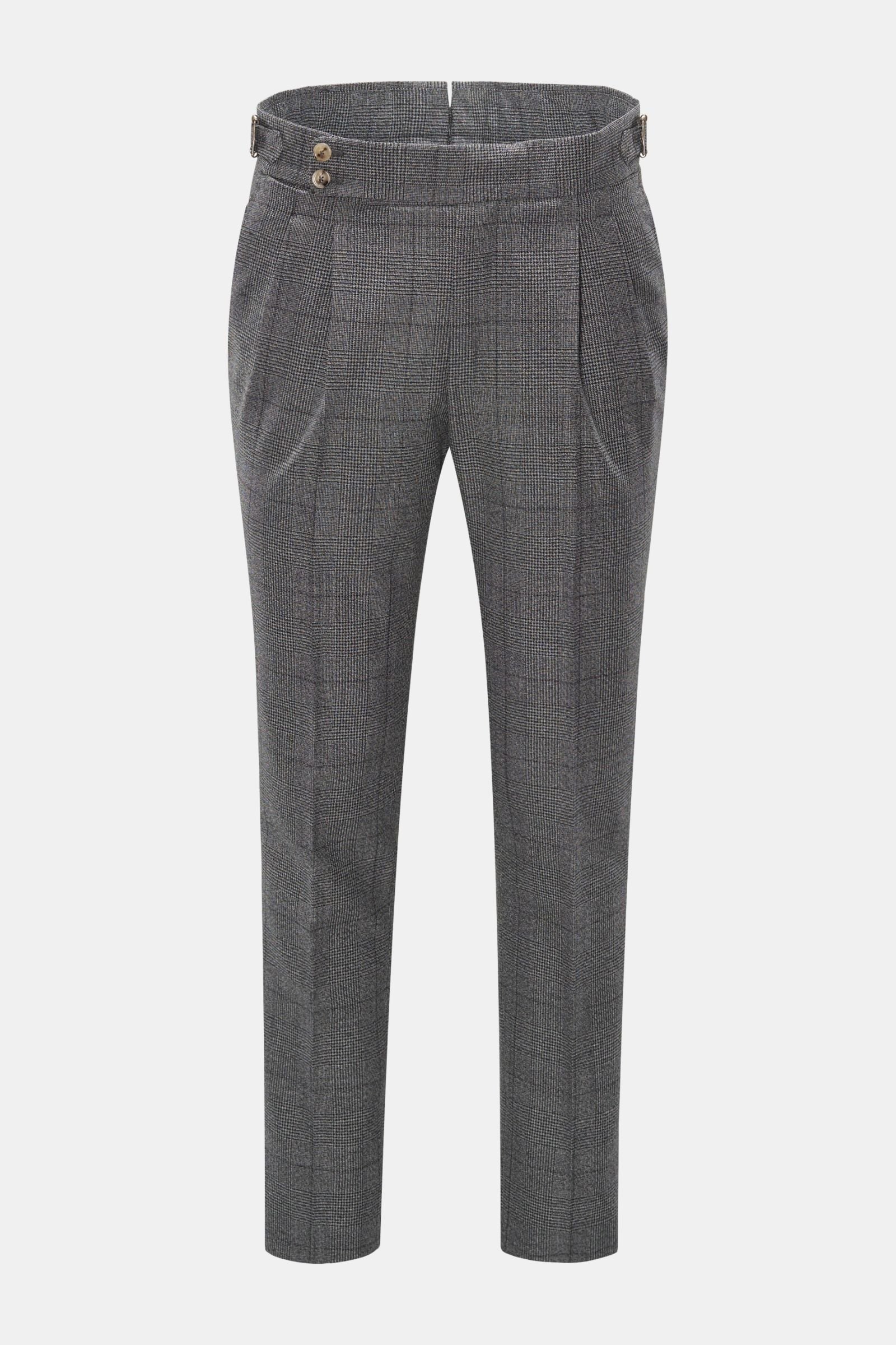 Wool trousers 'Gentleman Fit' dark grey checked
