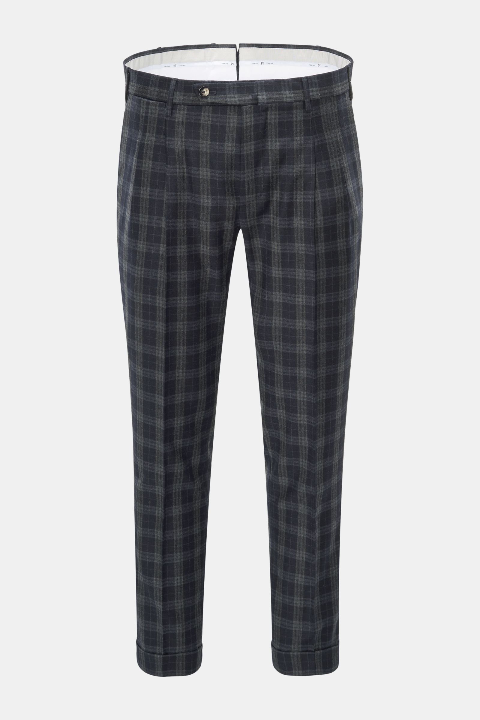Wool trousers 'Preppy Fit' navy/dark grey checked
