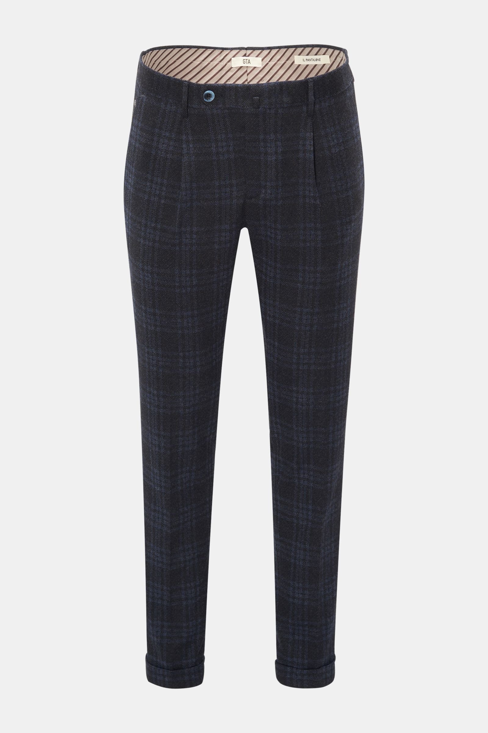 Jersey trousers 'Slim' navy checked