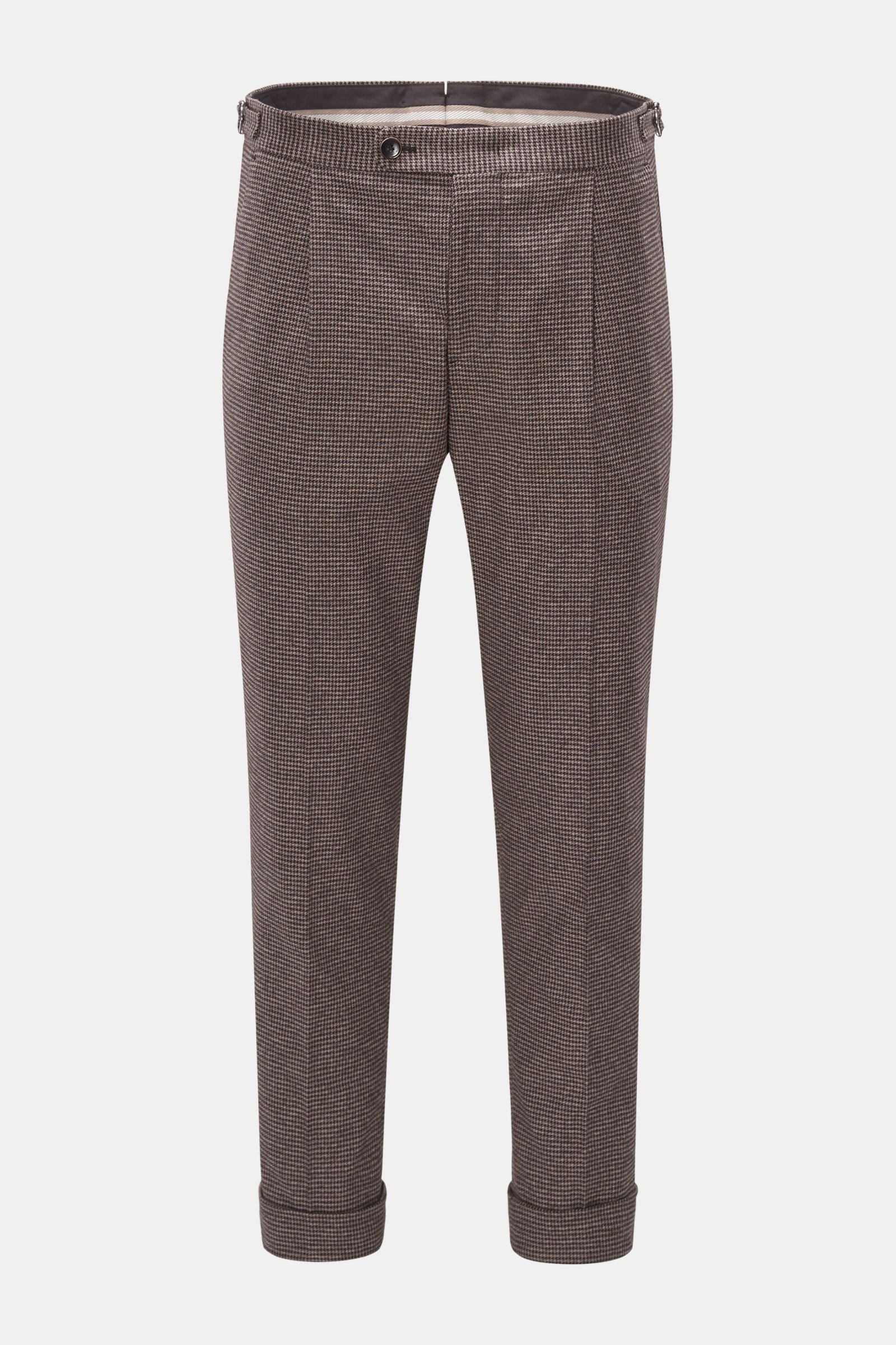Cotton trousers 'Salva' dark brown/grey-brown checked