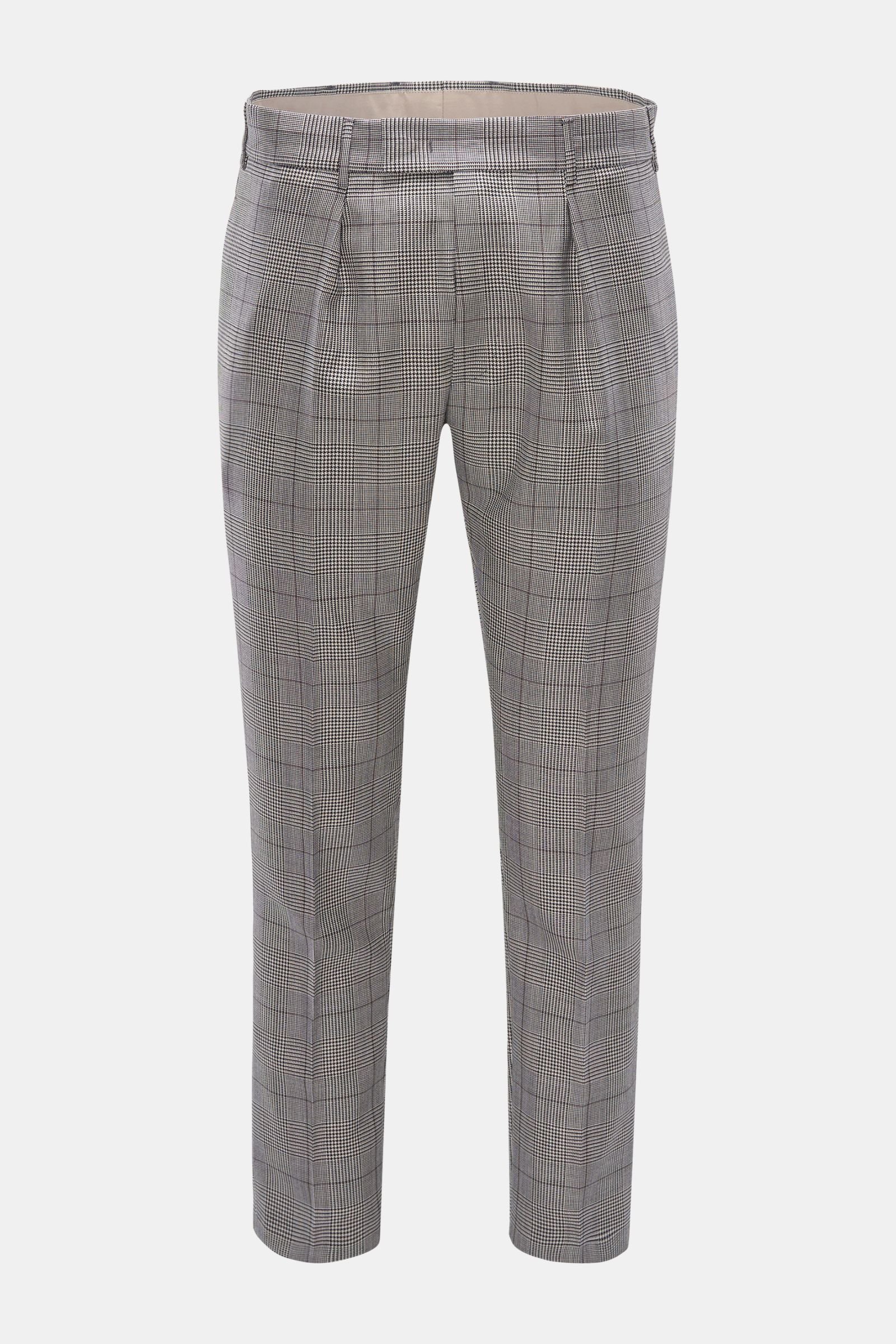 Wool trousers 'Undici' beige/black checked