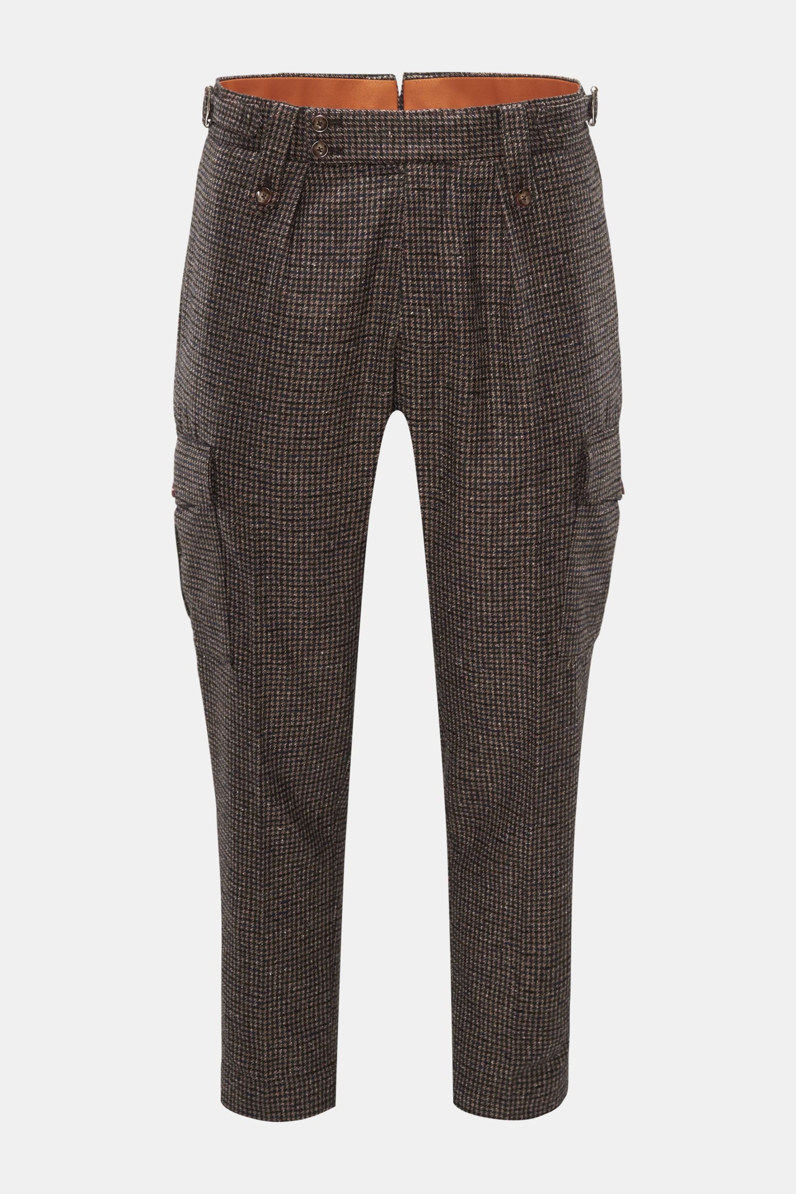 Cargo trousers 'Rebel Fit' dark brown checked