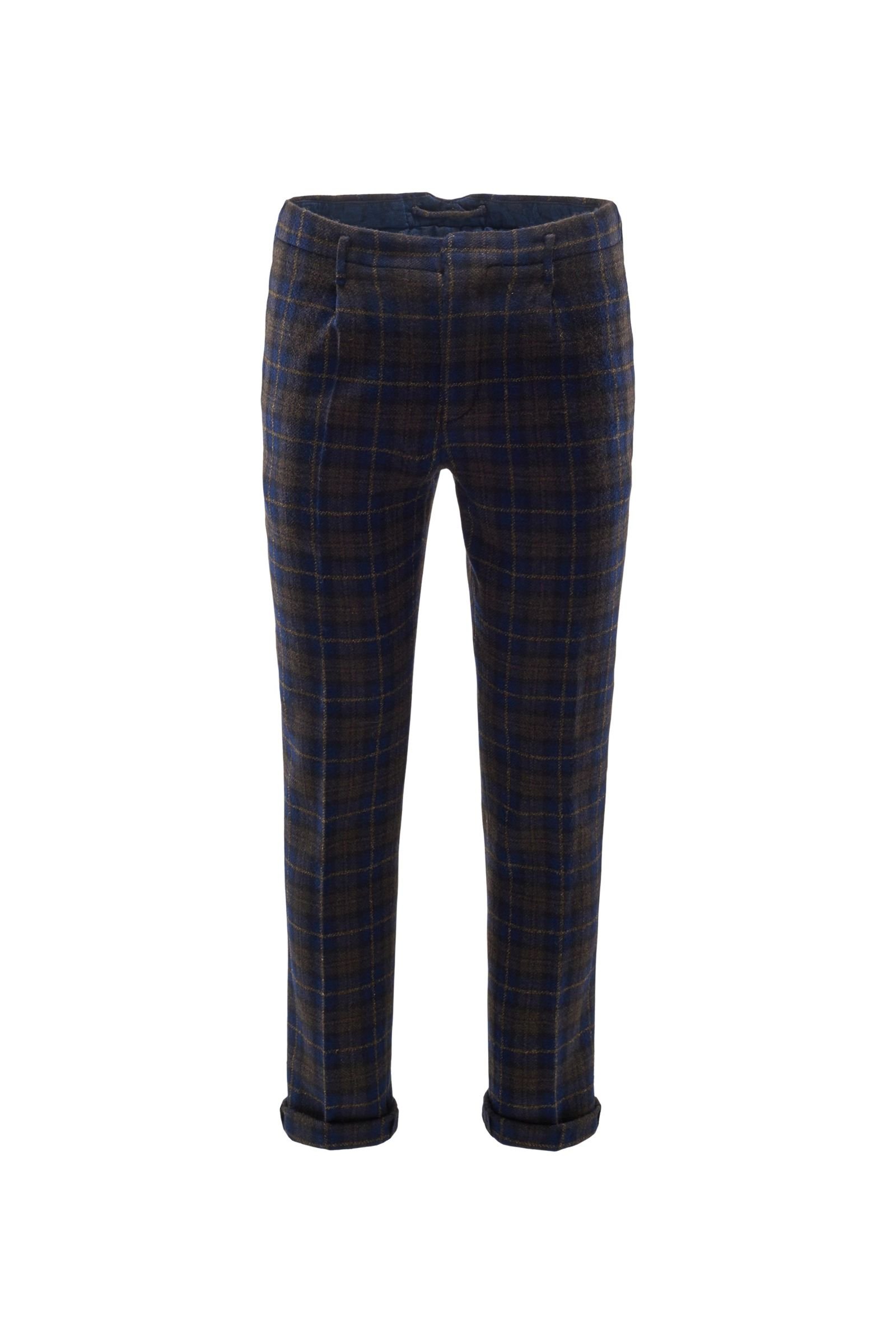 Wool trousers navy/brown checked