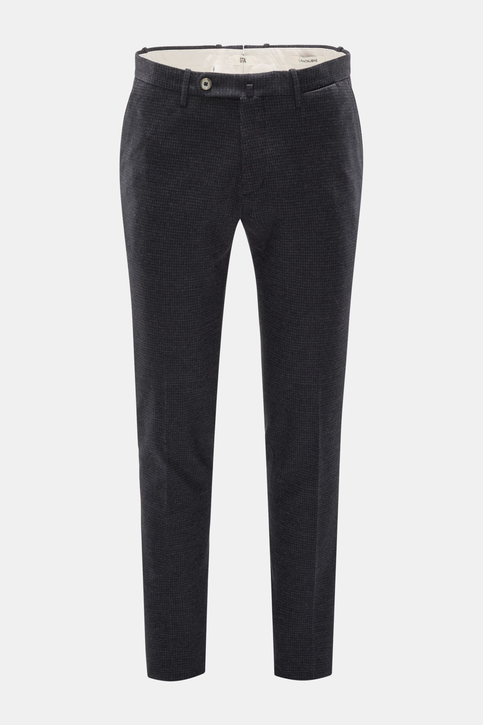 Jersey trousers 'Slim' navy/dark grey checked