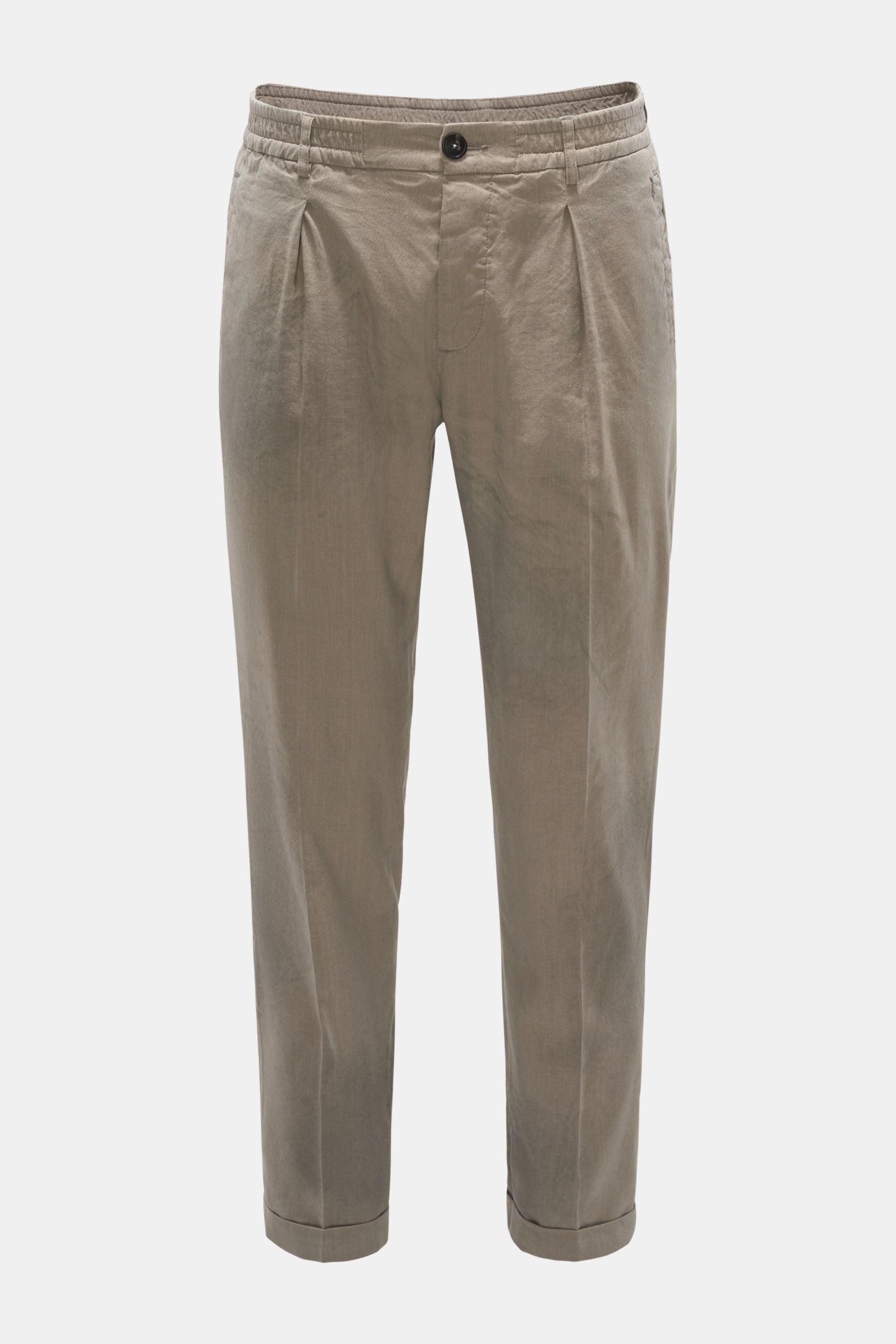 Jogger pants 'Linen Tencel Comfort Slacks' grey-brown