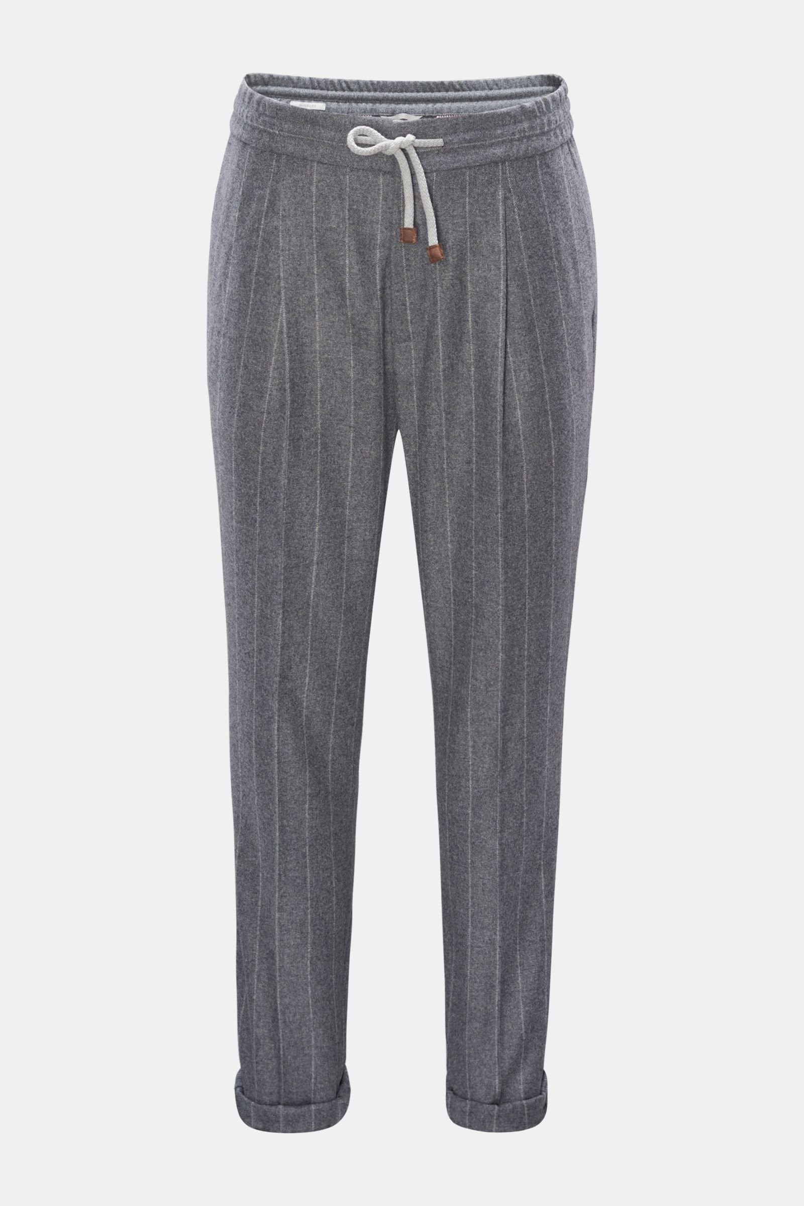Wool jogger pants 'Leisure Fit' grey striped