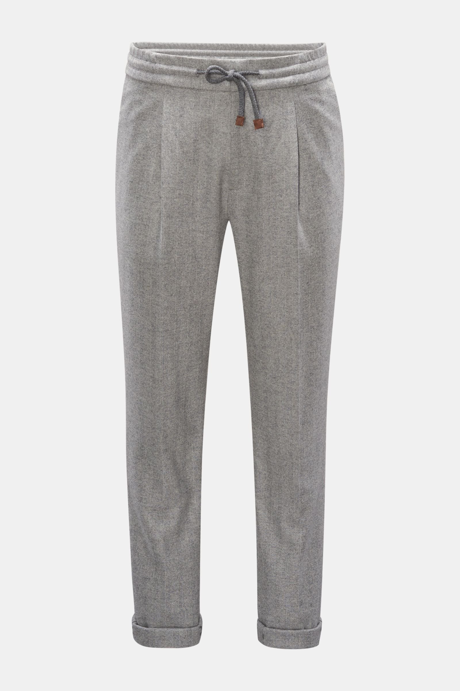 Wool jogger pants 'Leisure Fit' light grey patterned