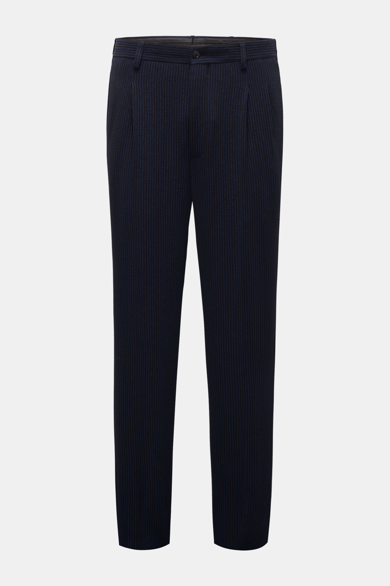 Seersucker trousers navy/black striped