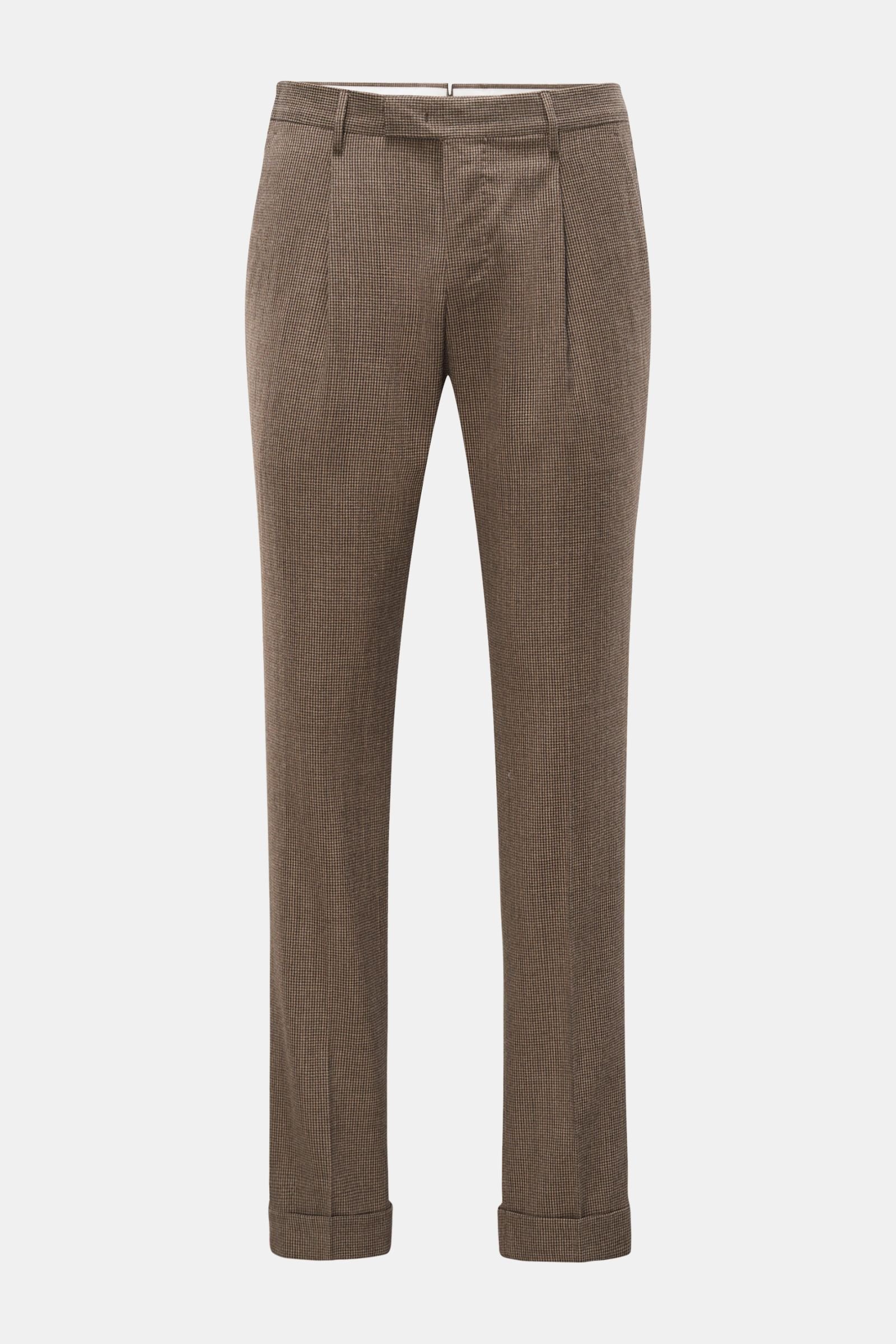 Wool trousers beige/brown checked