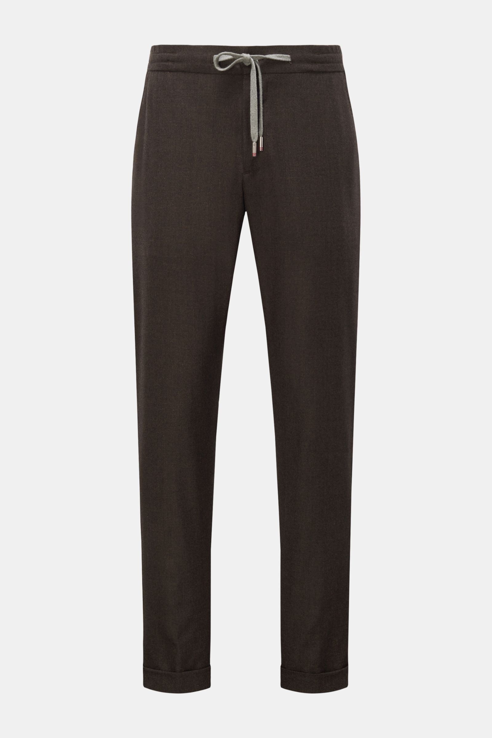 Cashmere Joggpants 'Caracciolo' dunkelbraun/schwarz kariert