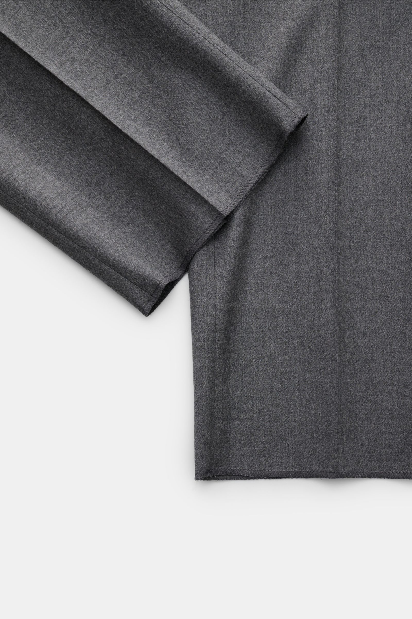 Close-up top-down view of PT Torino Wool trousers 'Slim Fit' grey mottled, showing fine wool fleece fabric with slight stretch and soft texture. 

Description: For these exclusive trousers, PT TORINO has chosen fine wool fleece with slight stretch cont