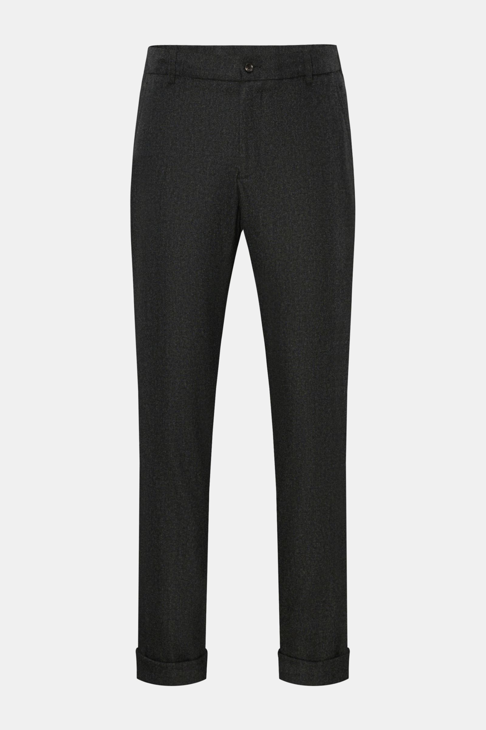 Marco Pescarolo Woll-Jogpants 'Manu' anthrazit meliert, Frontansicht, Regular Fit, Wolle-Cashmere-Mix, elastischer Bund, französische Taschen, Saumaufschlag.