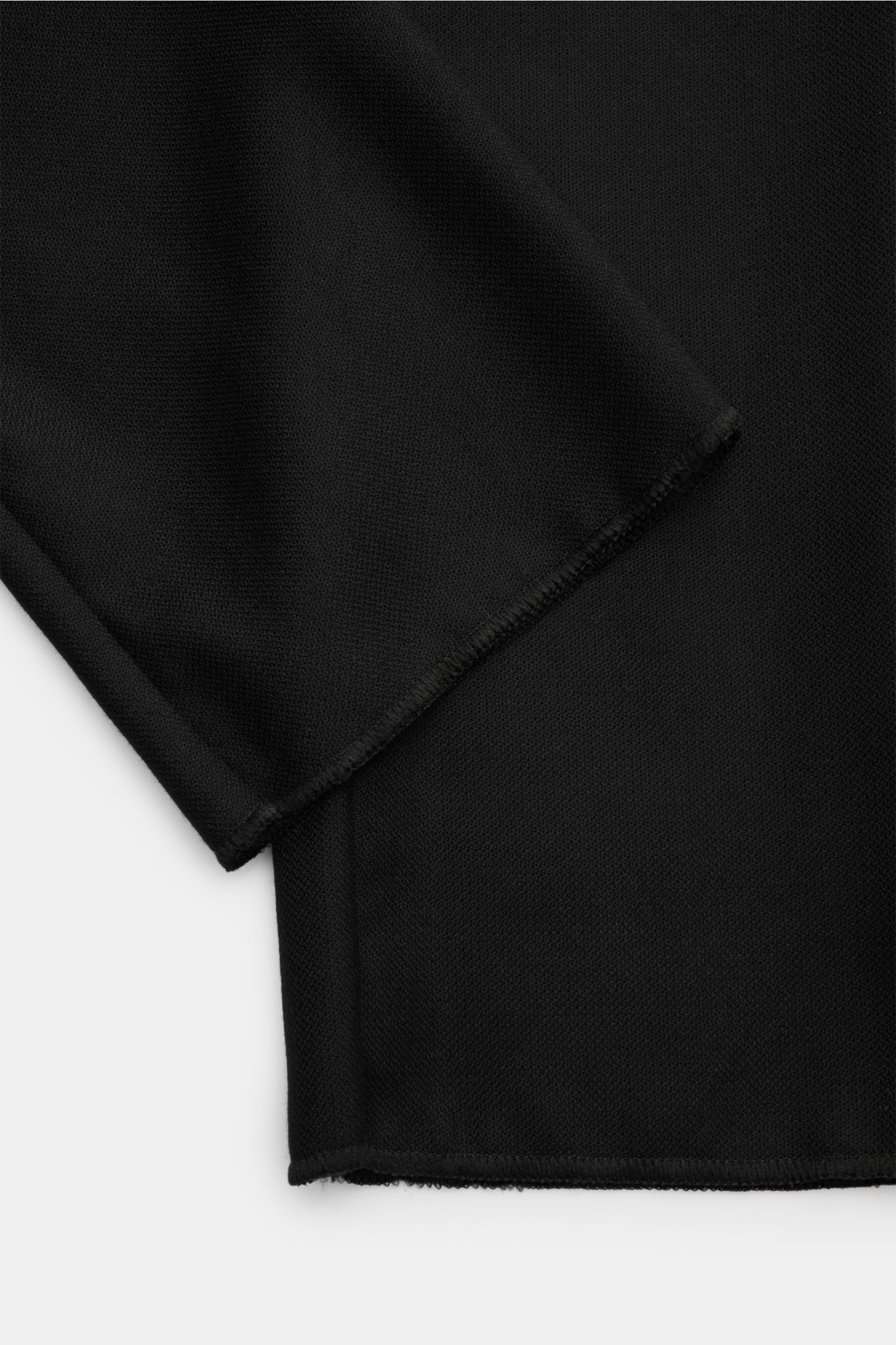 Marco Pescarolo Cashmere Jogpants 'Chiaia' schwarz, Detailansicht offene Länge, reine Cashmere, softer Griff, leichte Qualität, feiner Strukturjersey, Regular Fit.